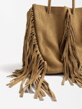 Bolso Bombonera De Piel Con Flecos