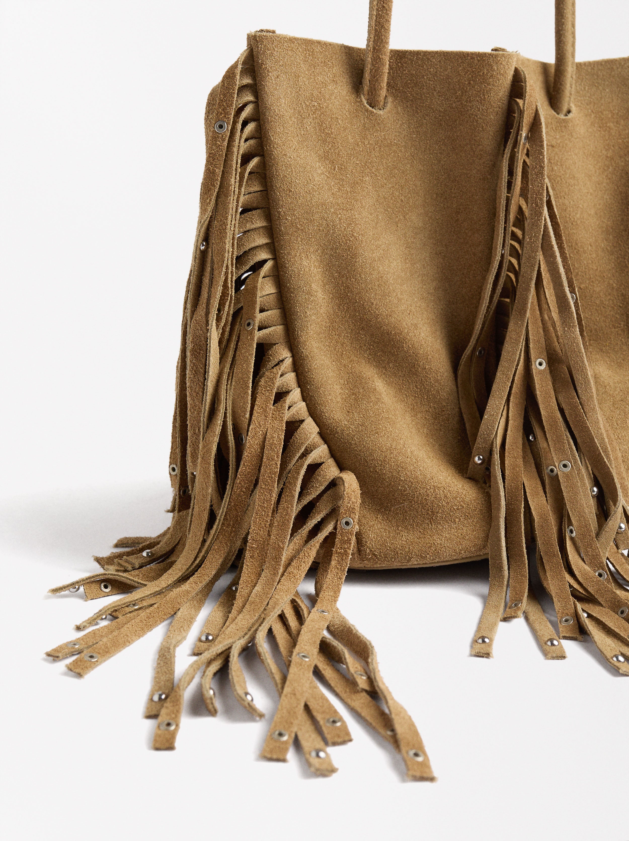Bolso Bombonera De Piel Con Flecos