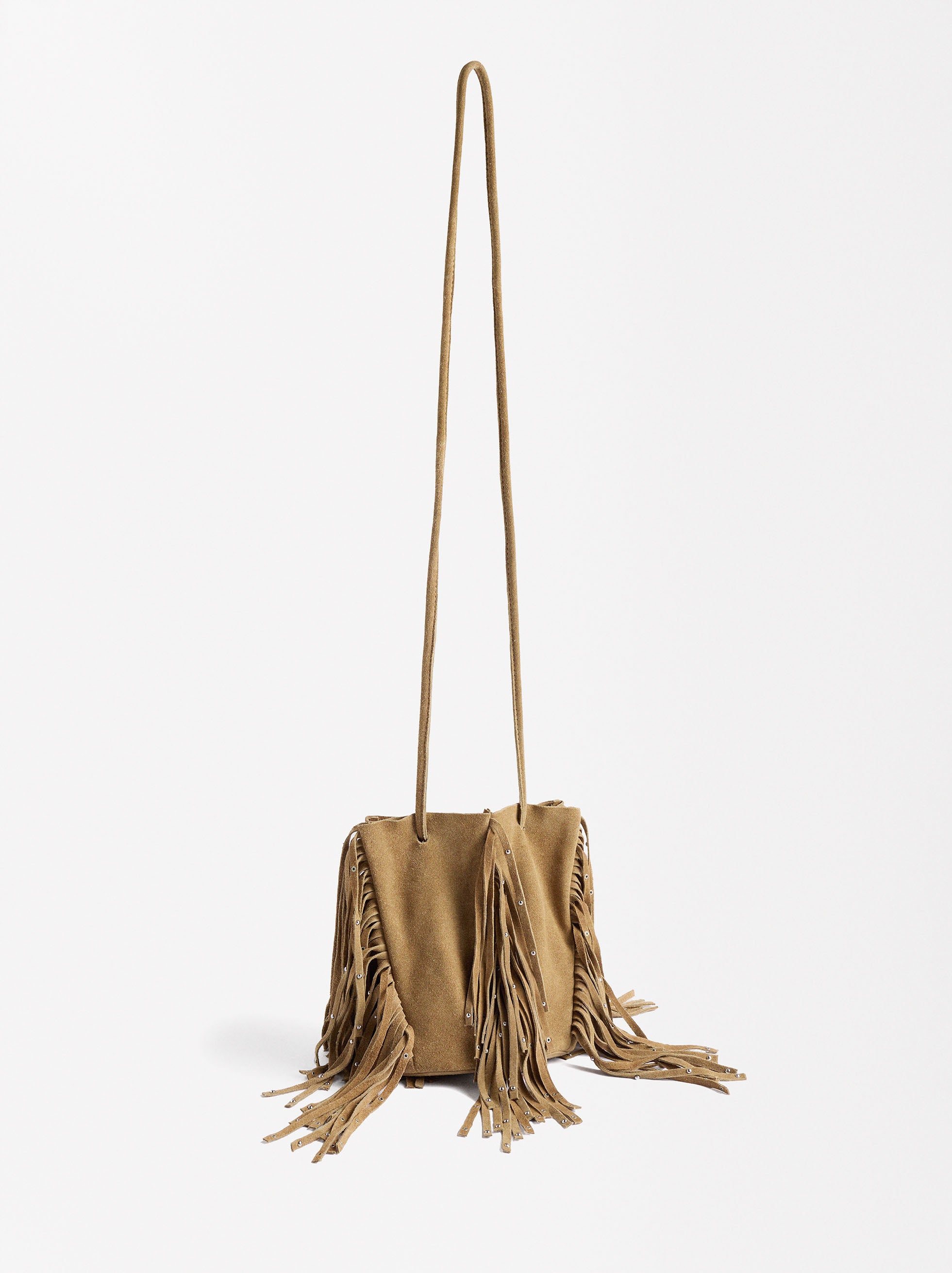 Bolso Bombonera De Piel Con Flecos