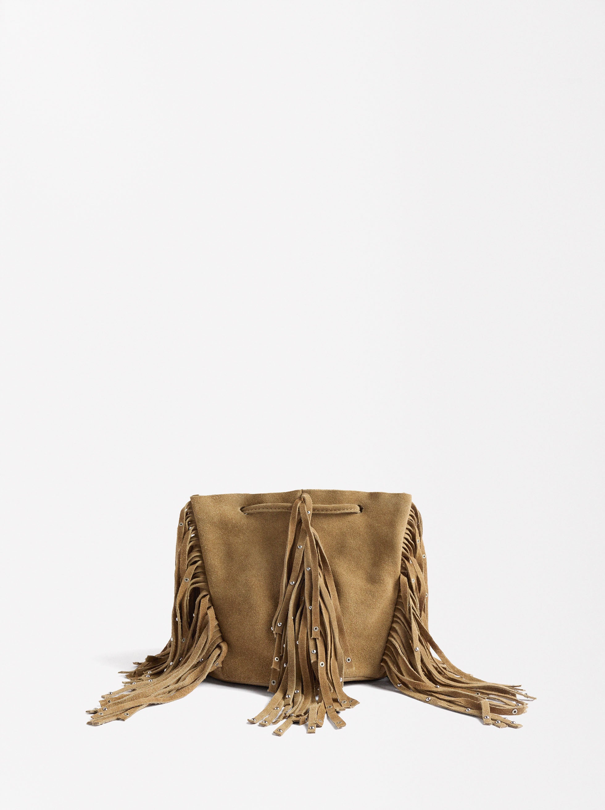 Bolso Bombonera De Piel Con Flecos
