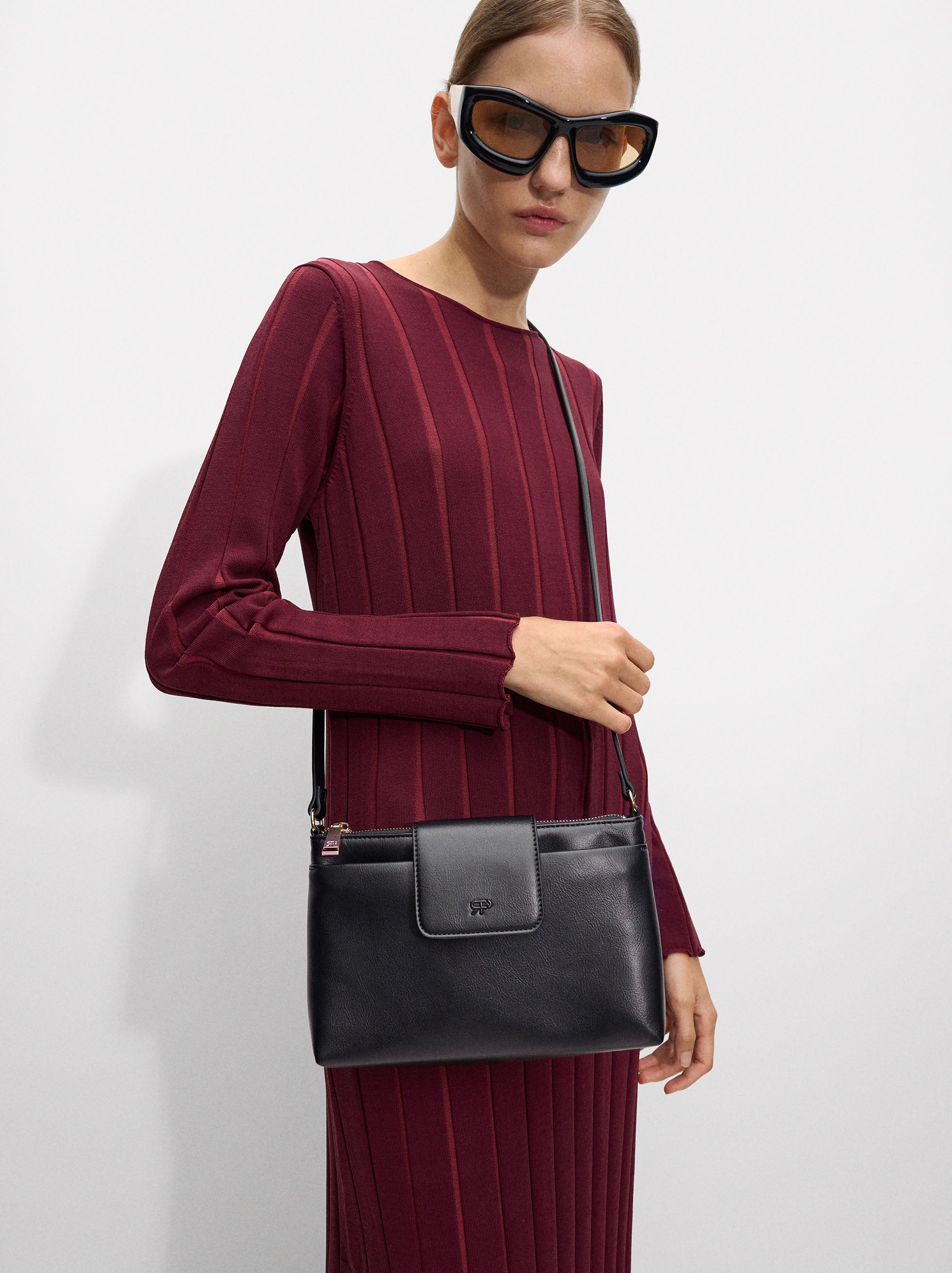 Cartera De Tiracolo Con Efecto Craquelado