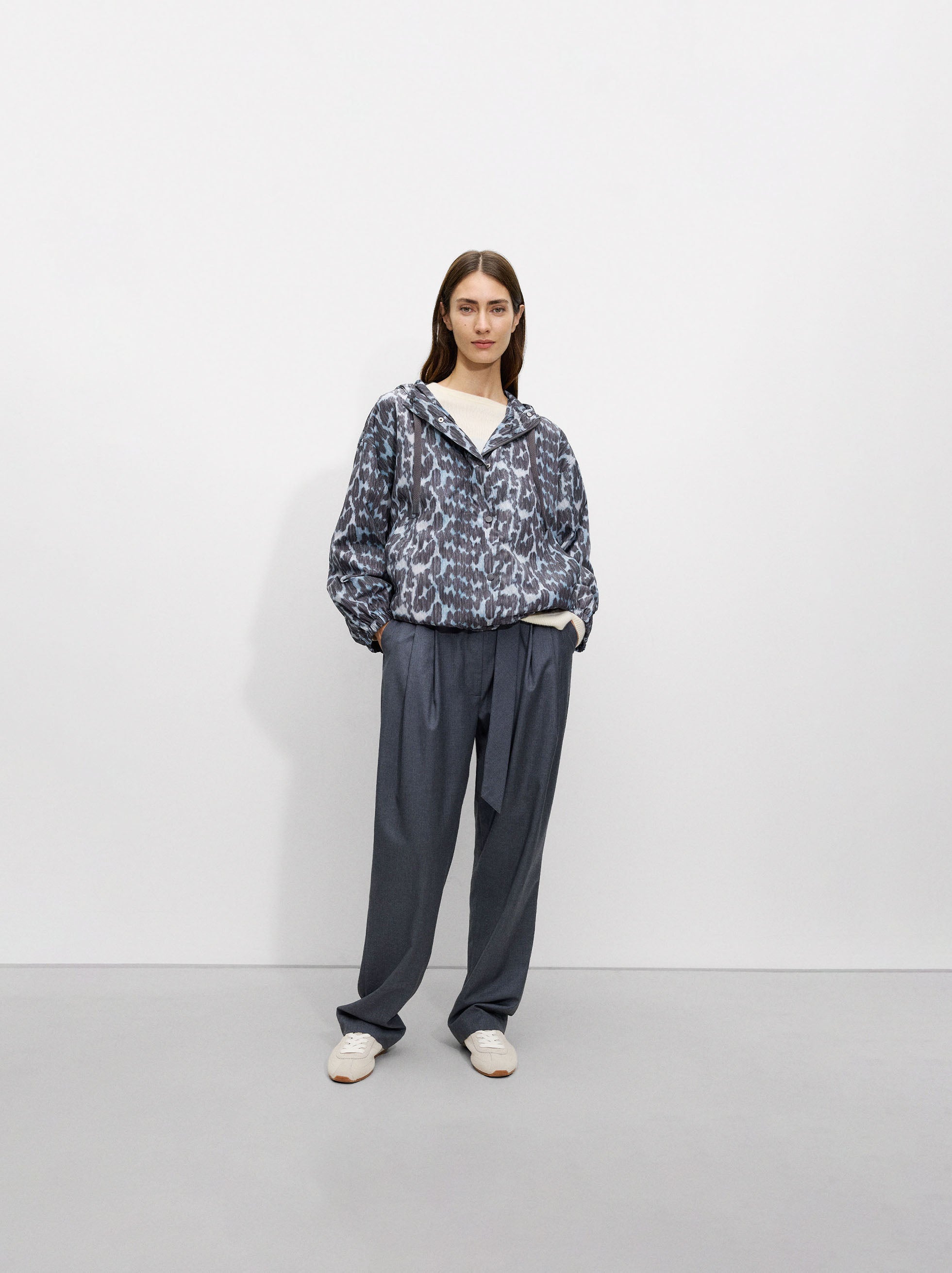 Parka Ligera Estampada De Leopardo