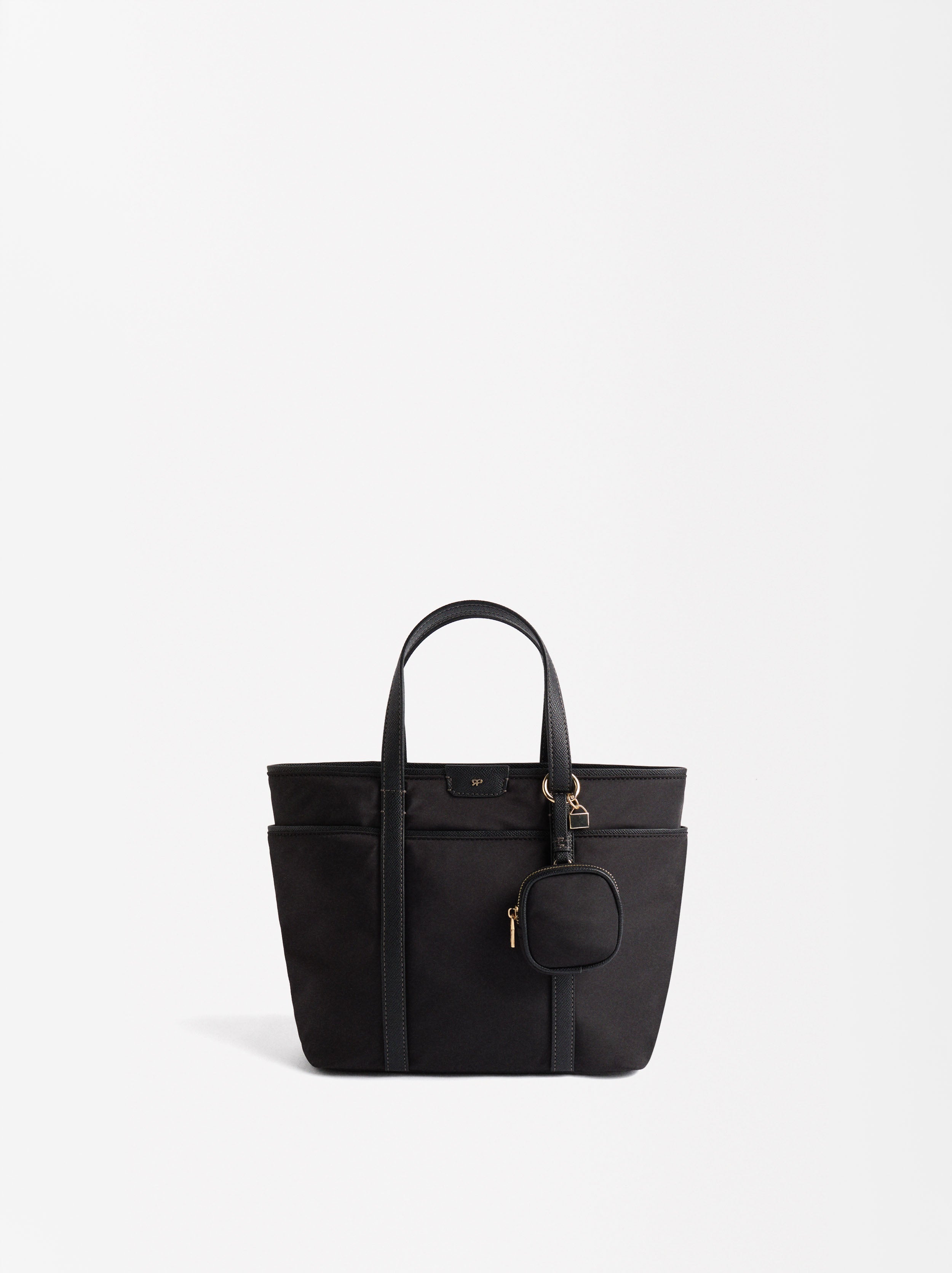 Bolso Tote De Nylon Con Colgante