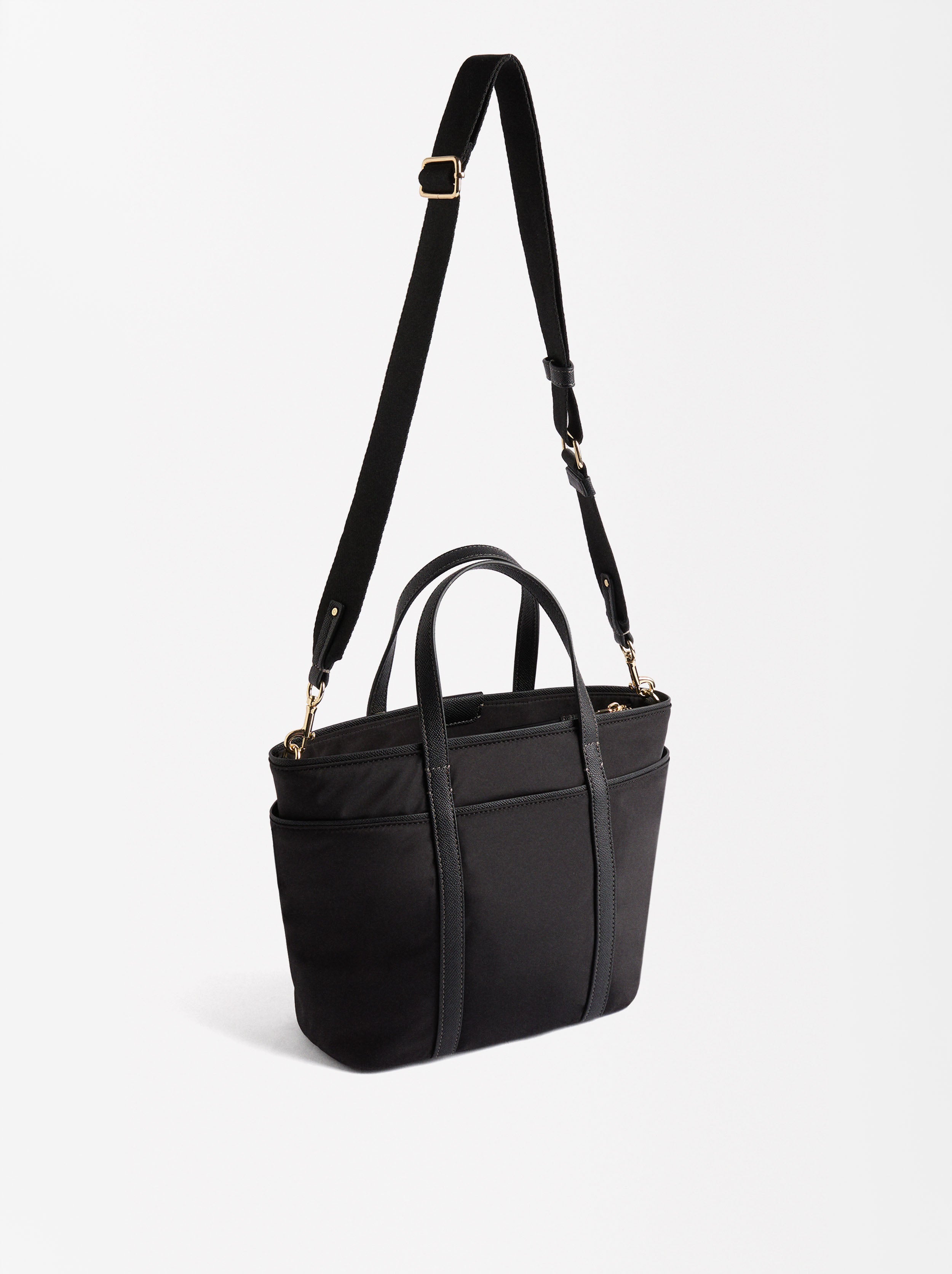 Bolso Tote De Nylon Con Colgante