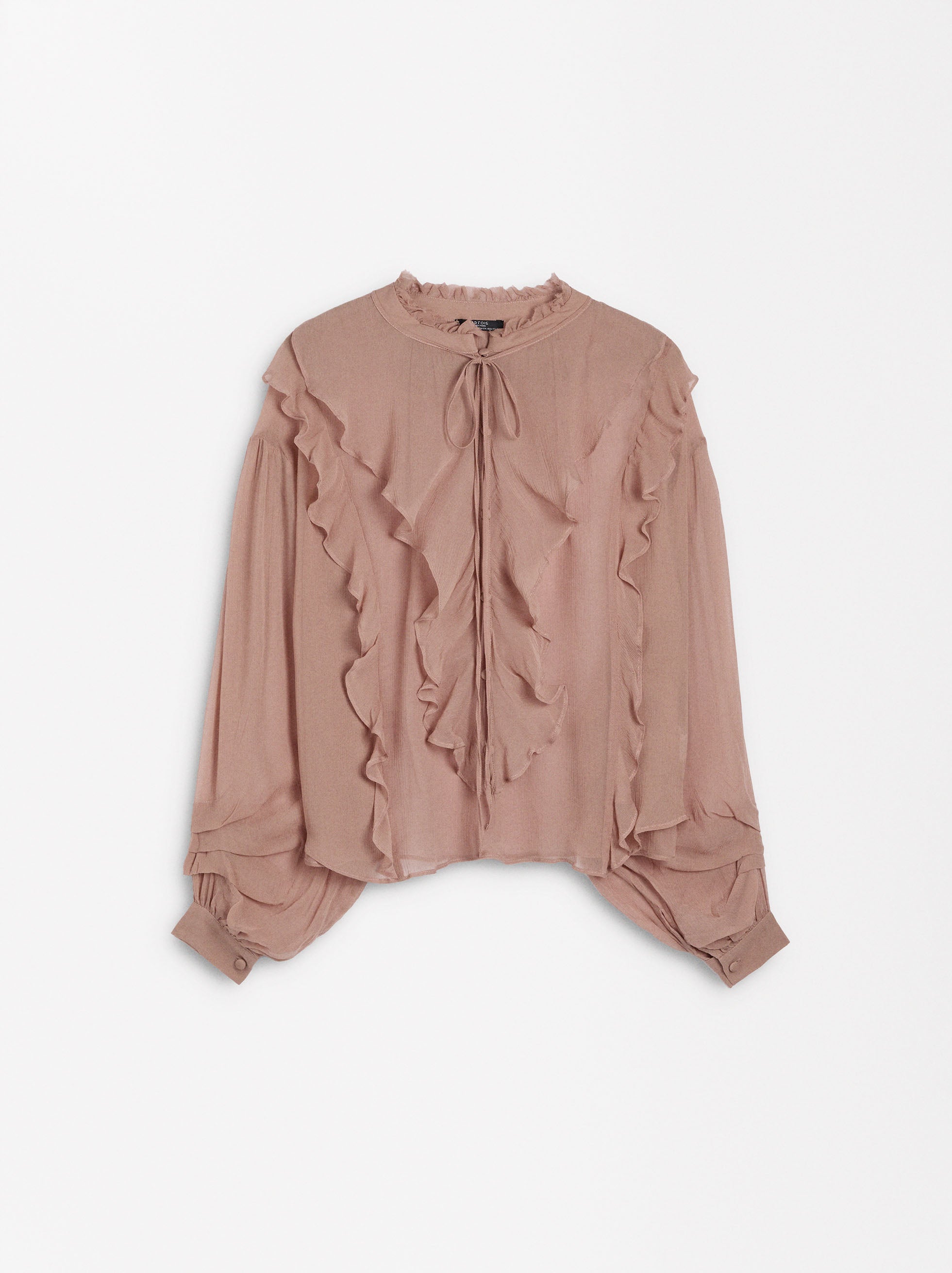 Camisa Semitransparente Con Volantes