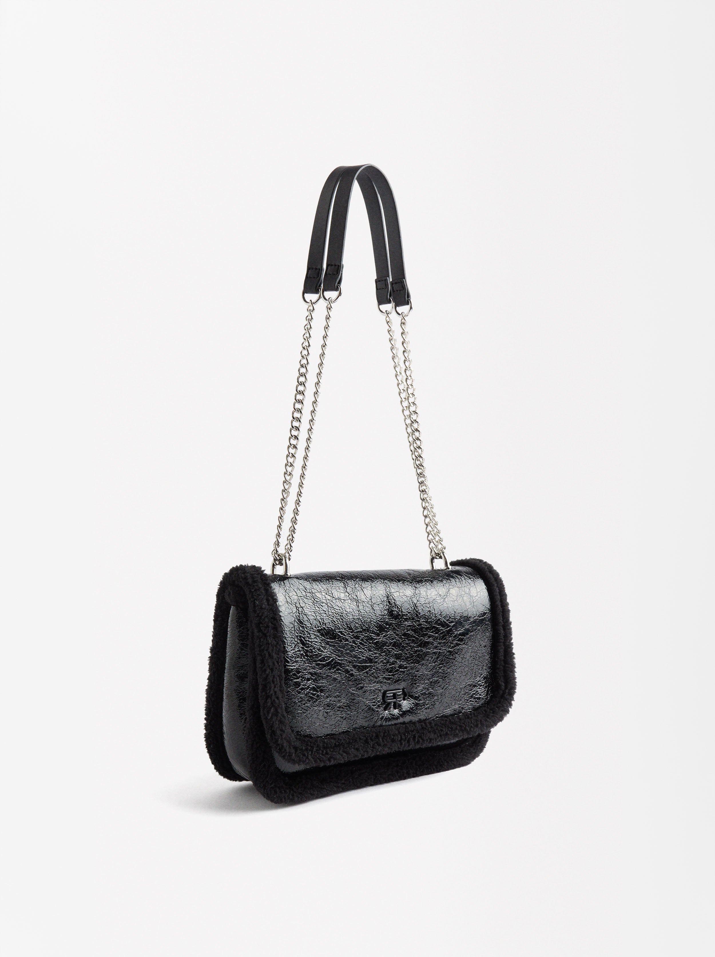 Cartera De Hombro Con Cadena Y Efecto Pelo