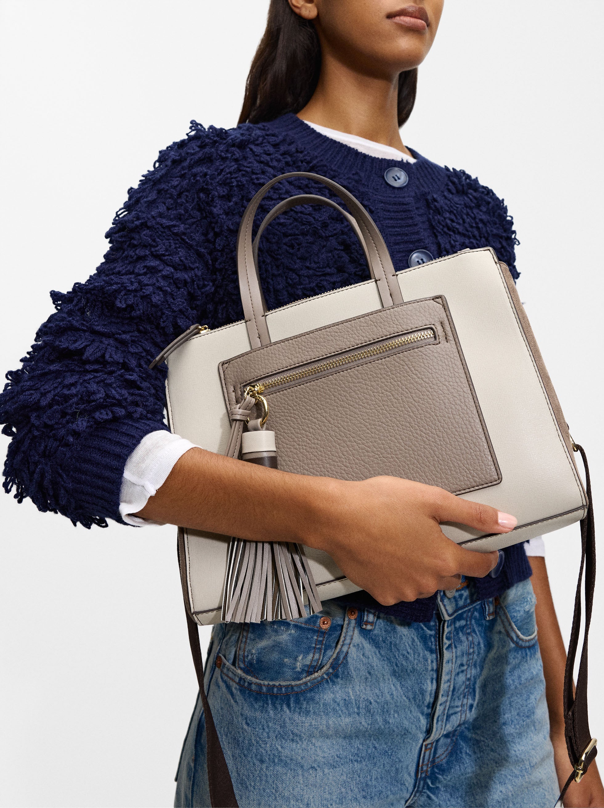 Bolso Tote Con Colgante