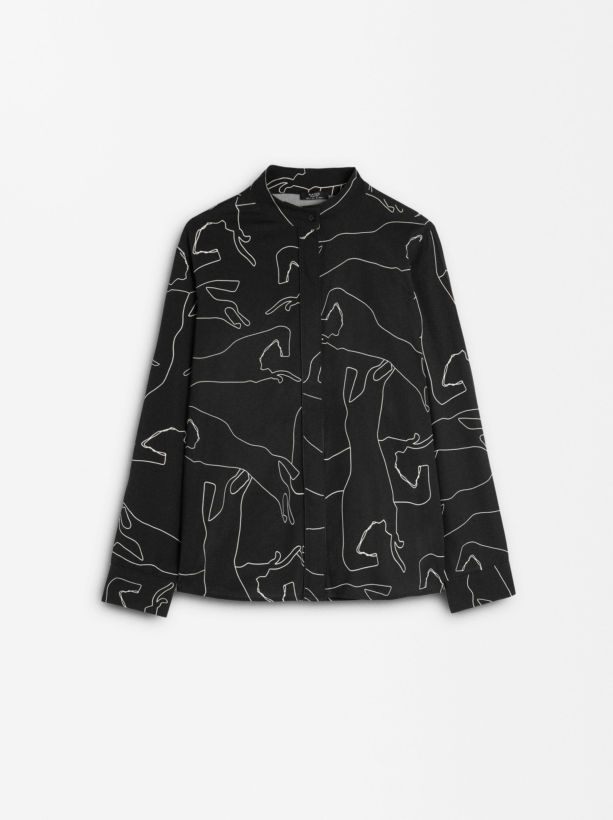 Camisa Estampada Cuello Mao