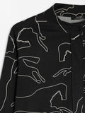 Camisa Estampada Cuello Mao