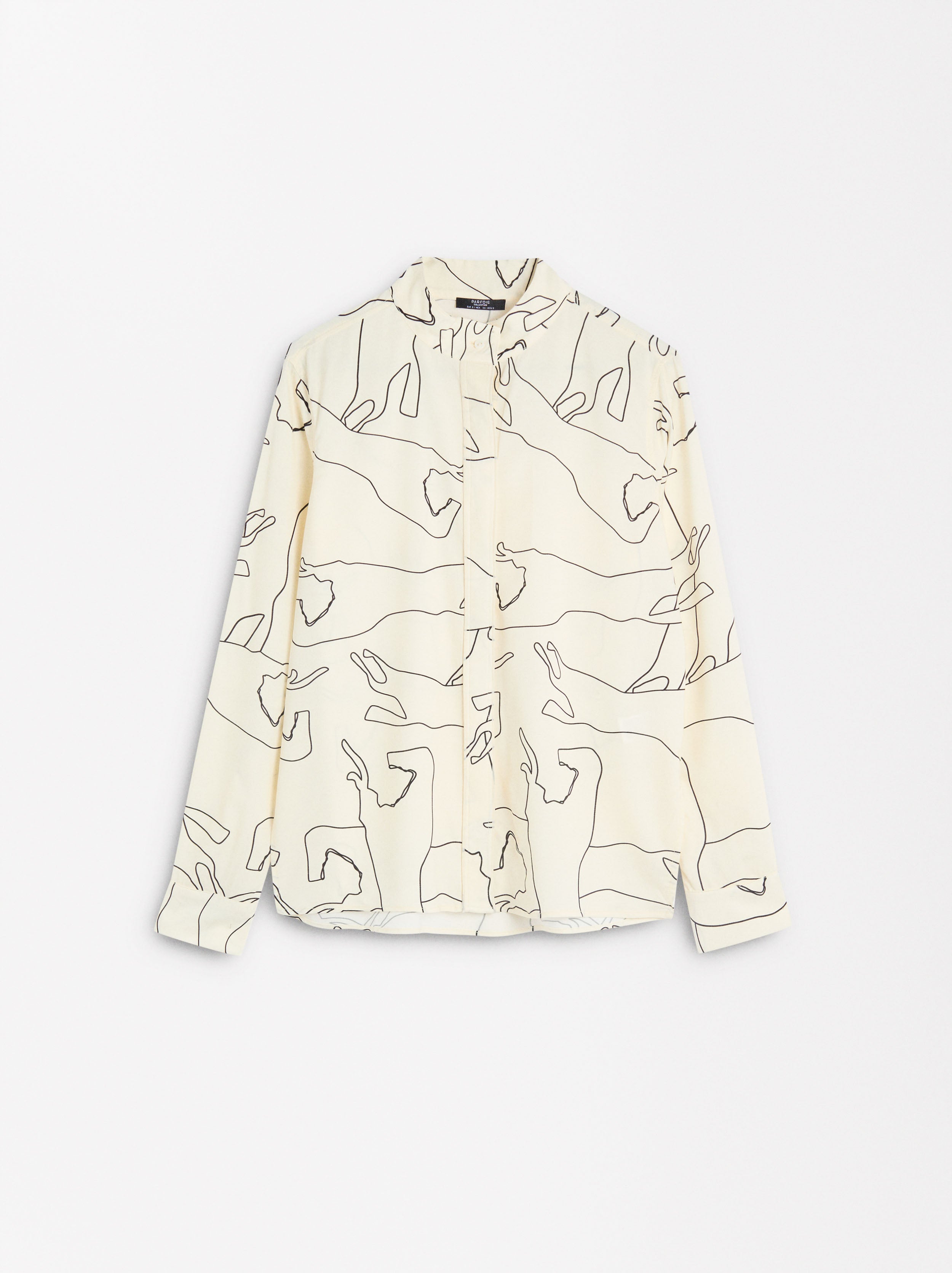Camisa Estampada Cuello Mao