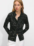 Camisa Estampada Cuello Mao