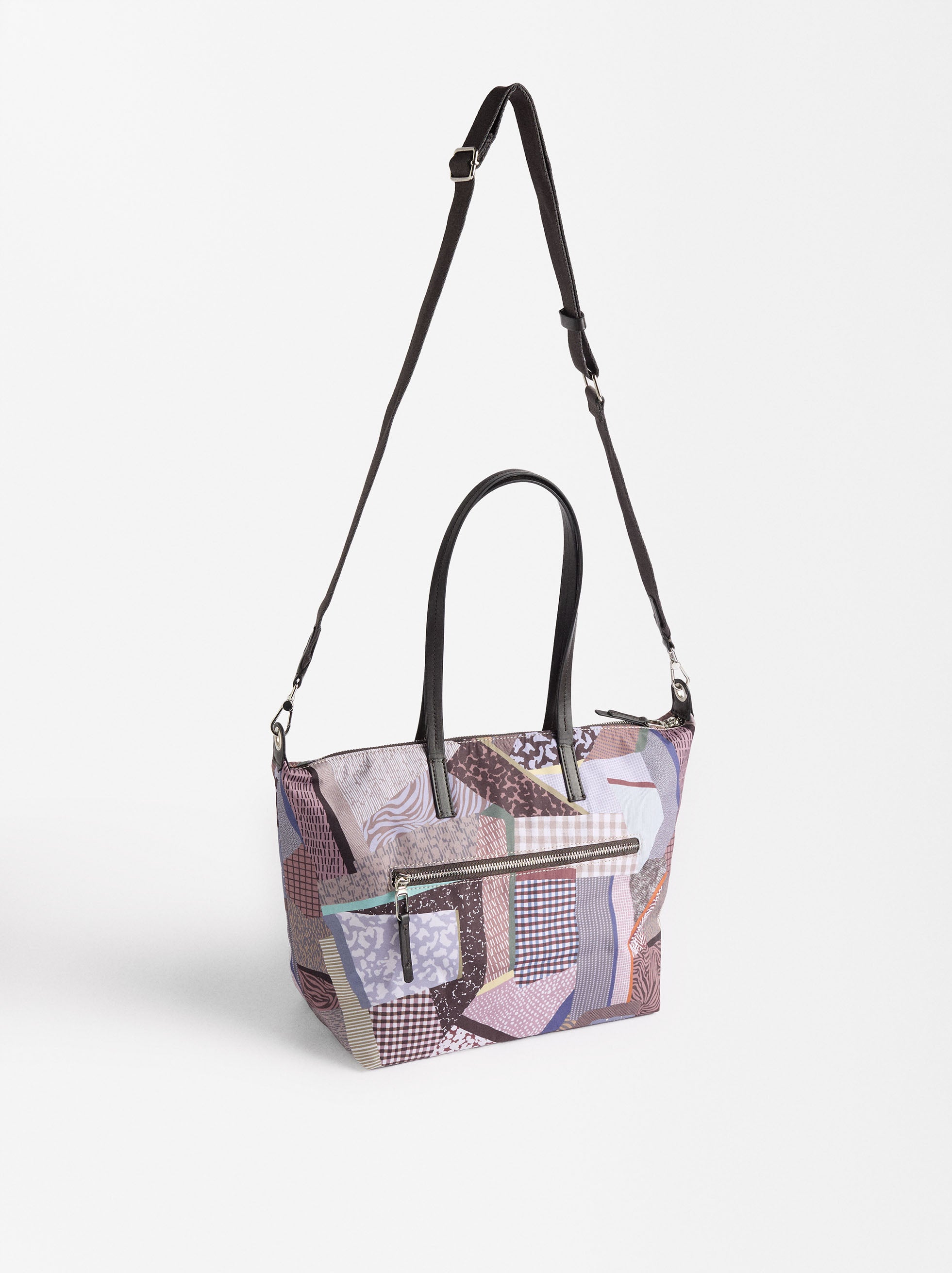 Bolso Shopper De Nylon Estampado