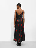 Vestido Largo Satinado Estampado Cerezas