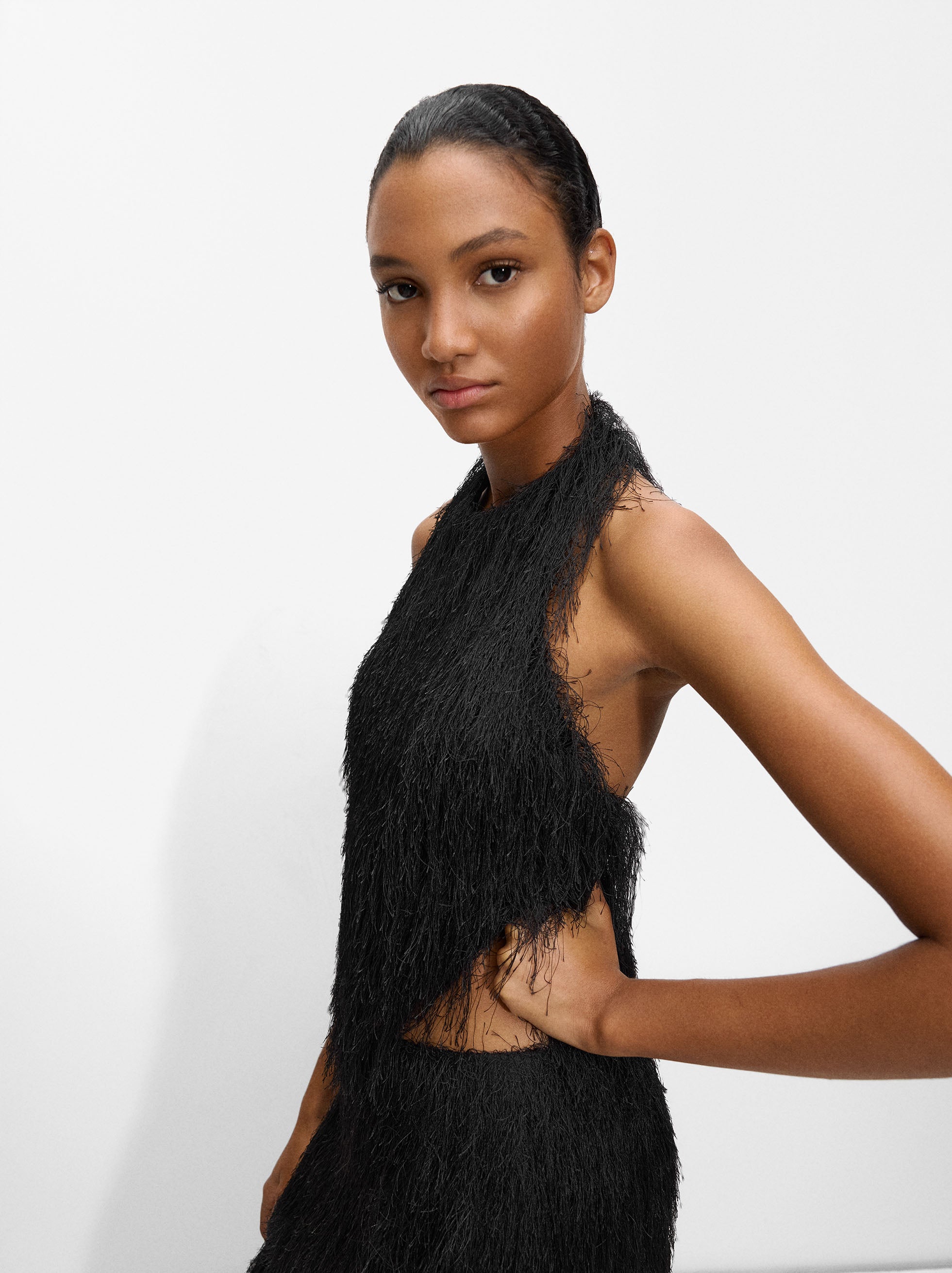 Top Halter Efecto Pelo