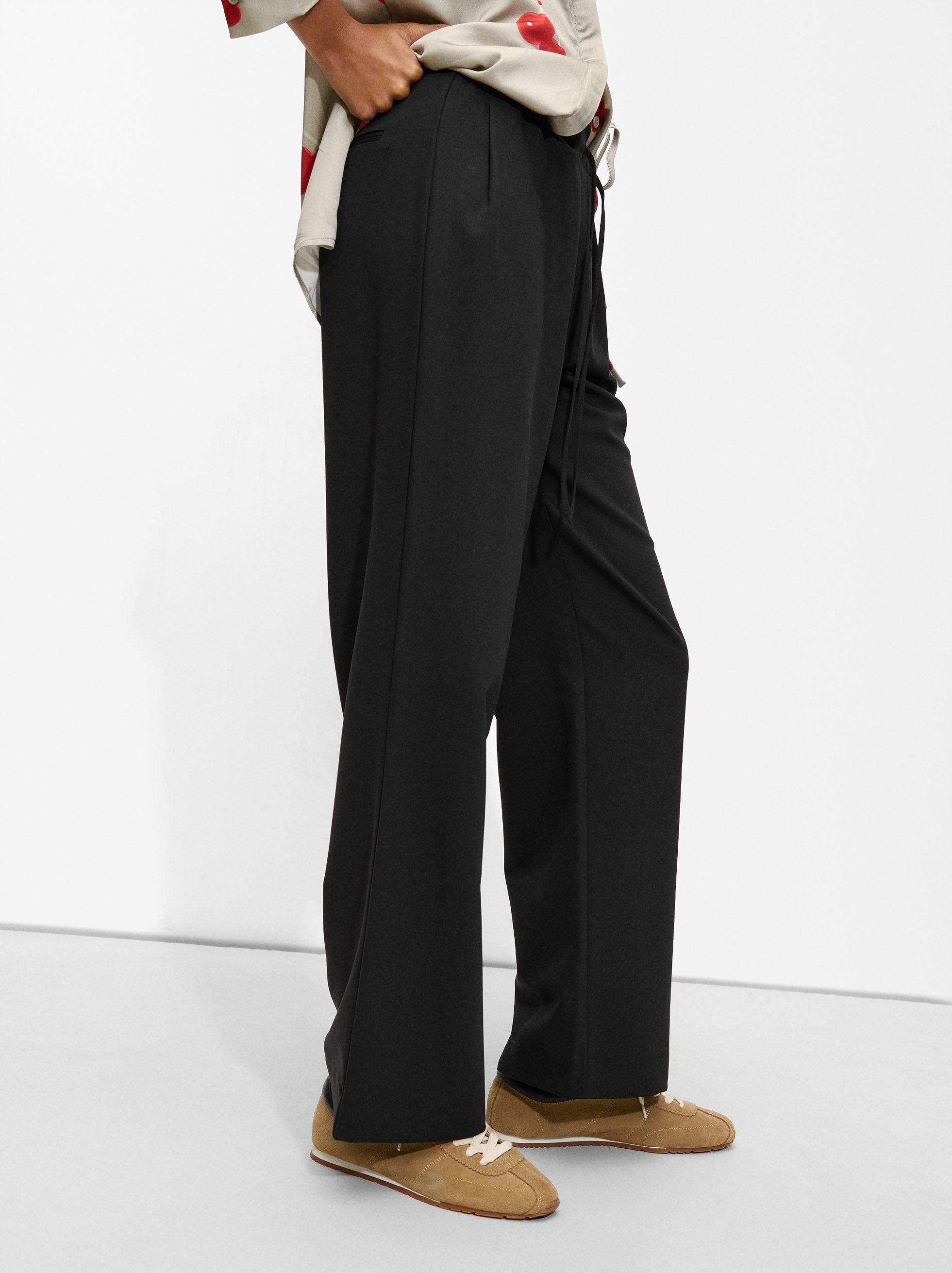 Pantalón Recto Con Lana