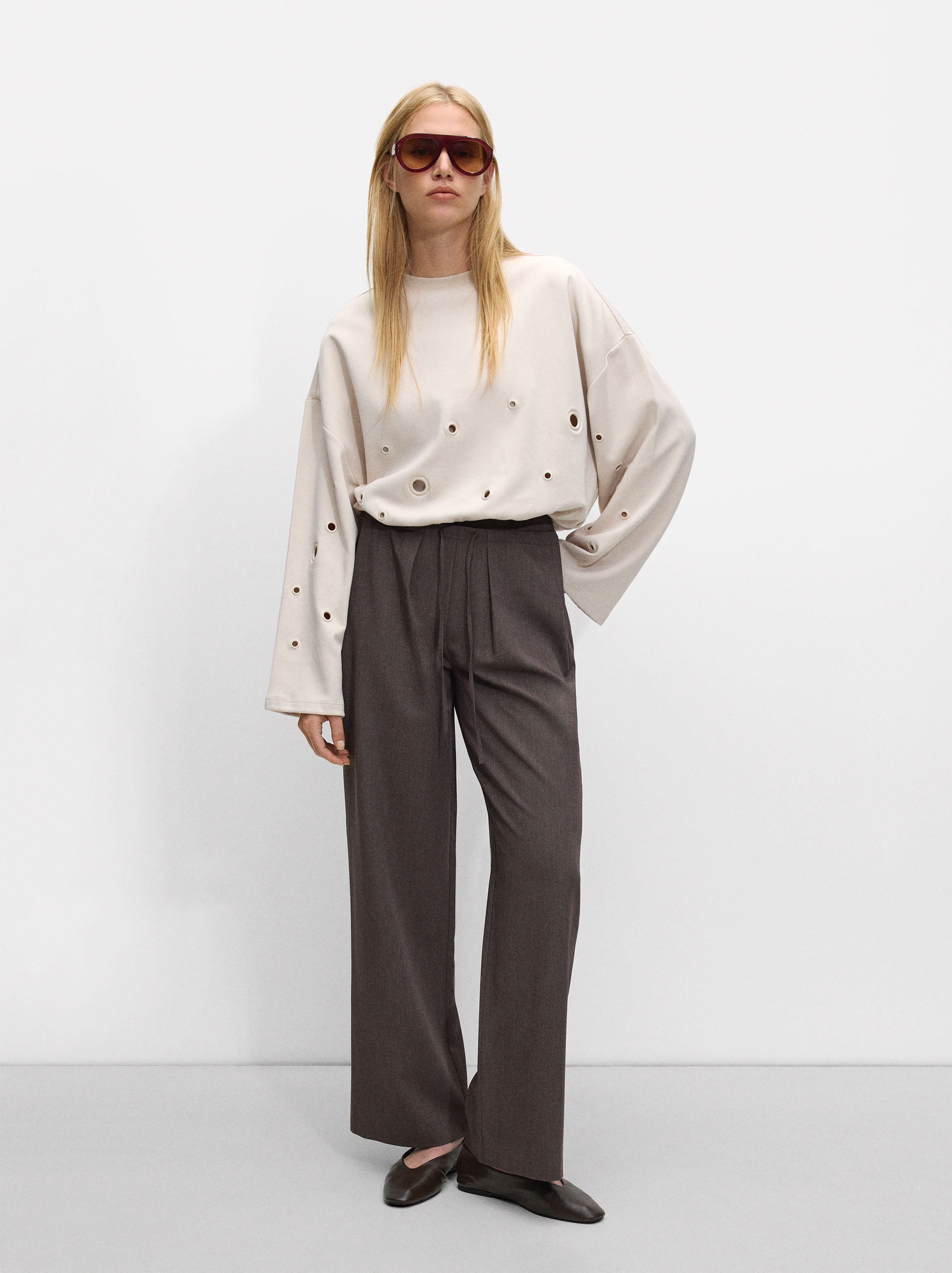 Pantalón Recto Con Lana