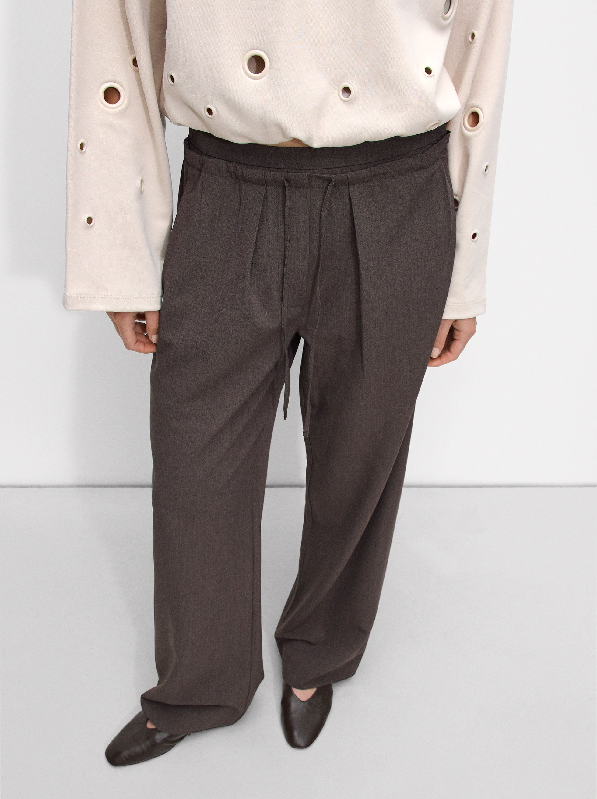 Pantalón Recto Con Lana