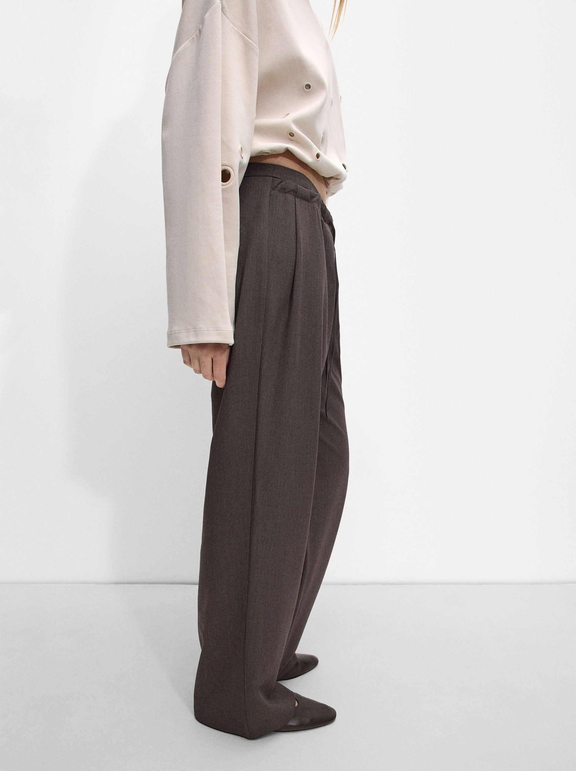 Pantalón Recto Con Lana