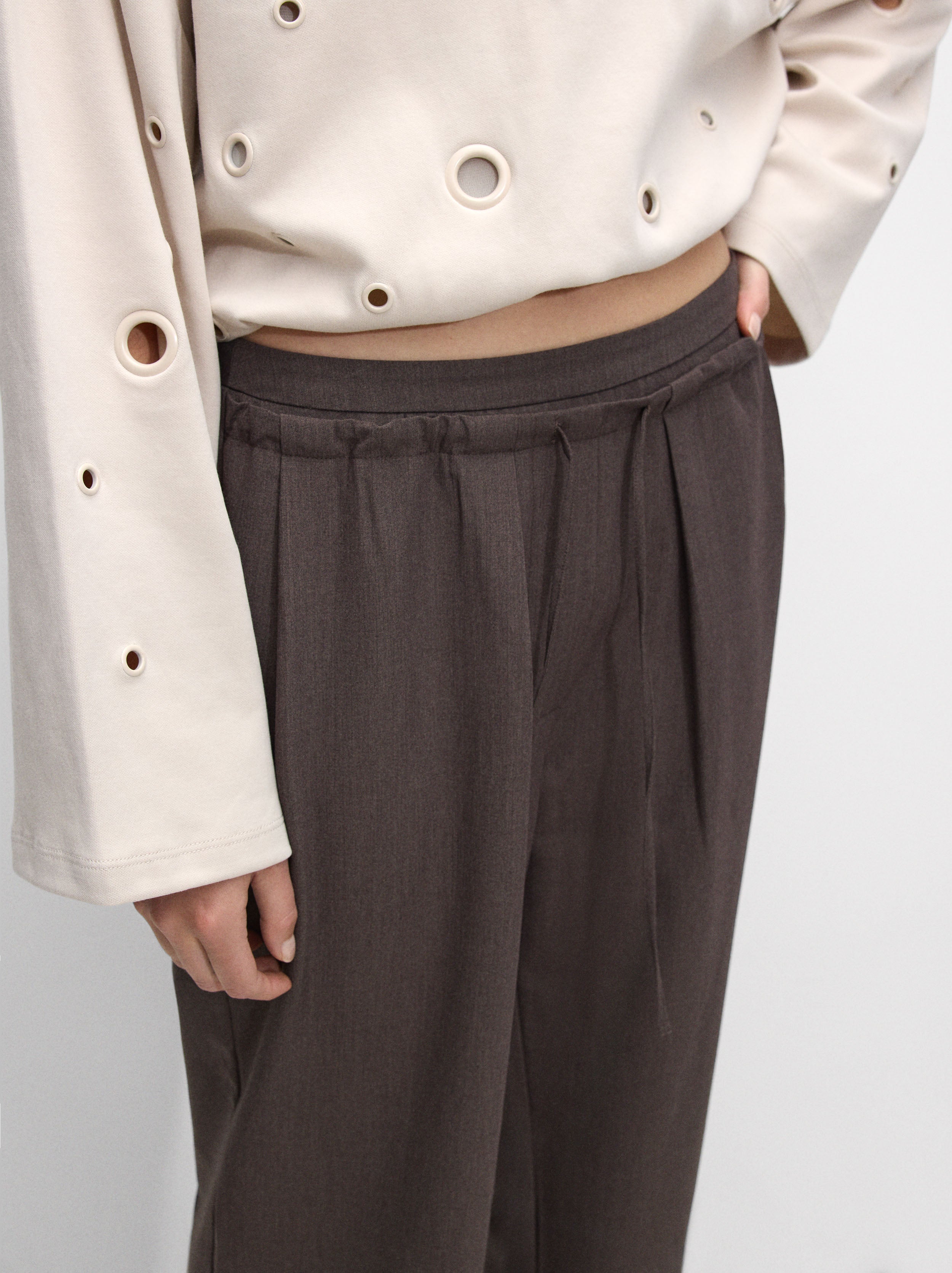 Pantalón Recto Con Lana