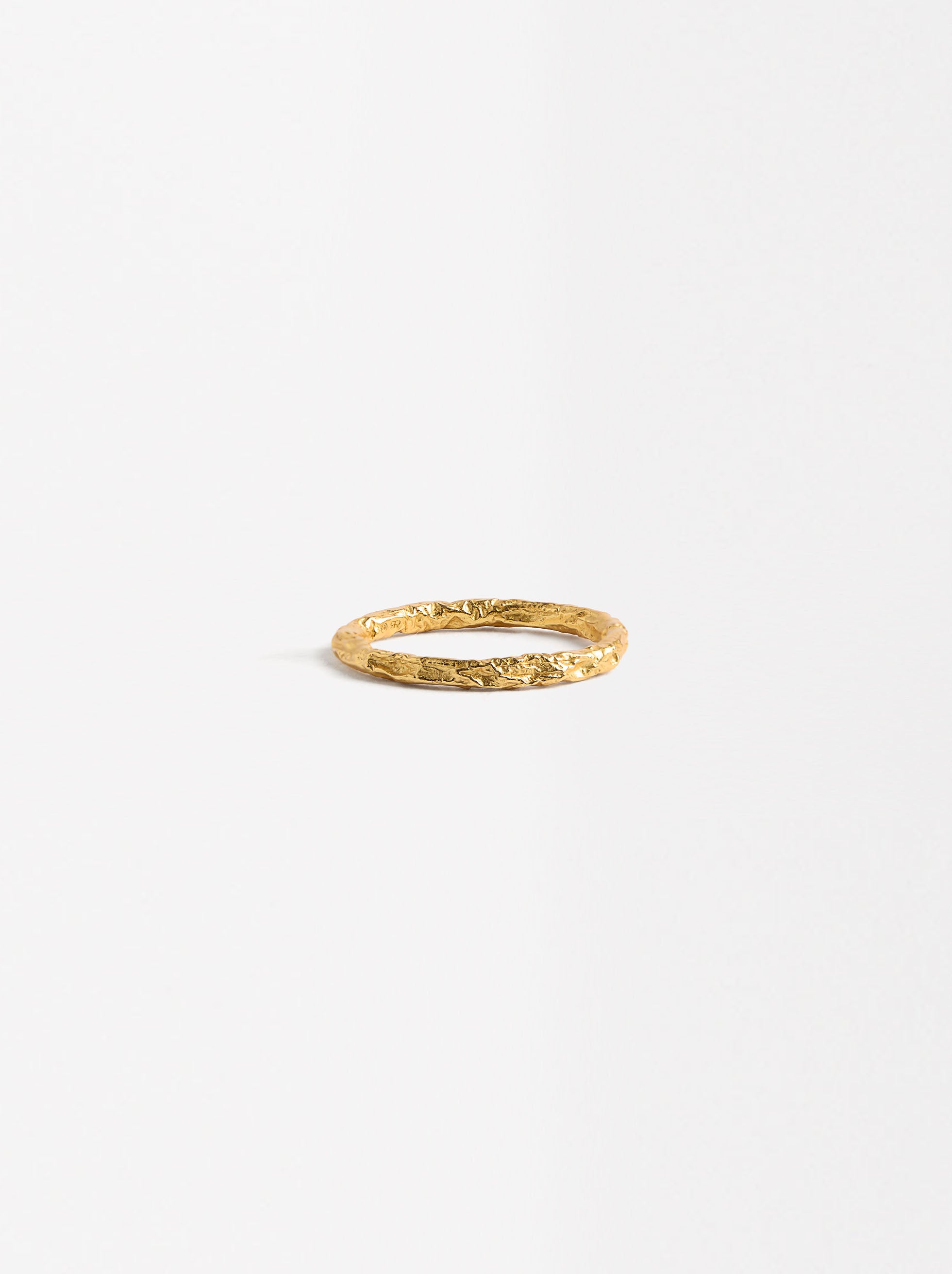 Anillo Dorado Efeito Martillado - Plata De Ley 925