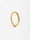 Anillo Dorado Efeito Martillado - Plata De Ley 925