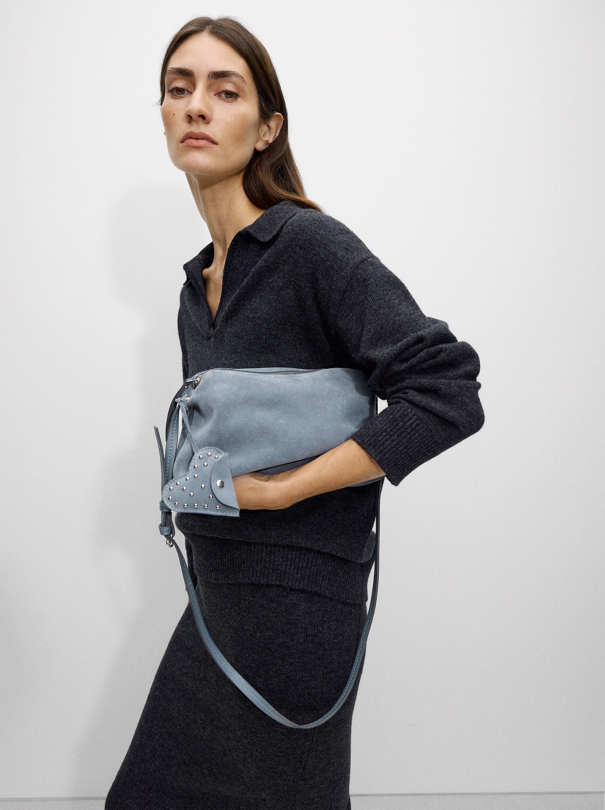Bolso Bandolera De Piel Con Corazón