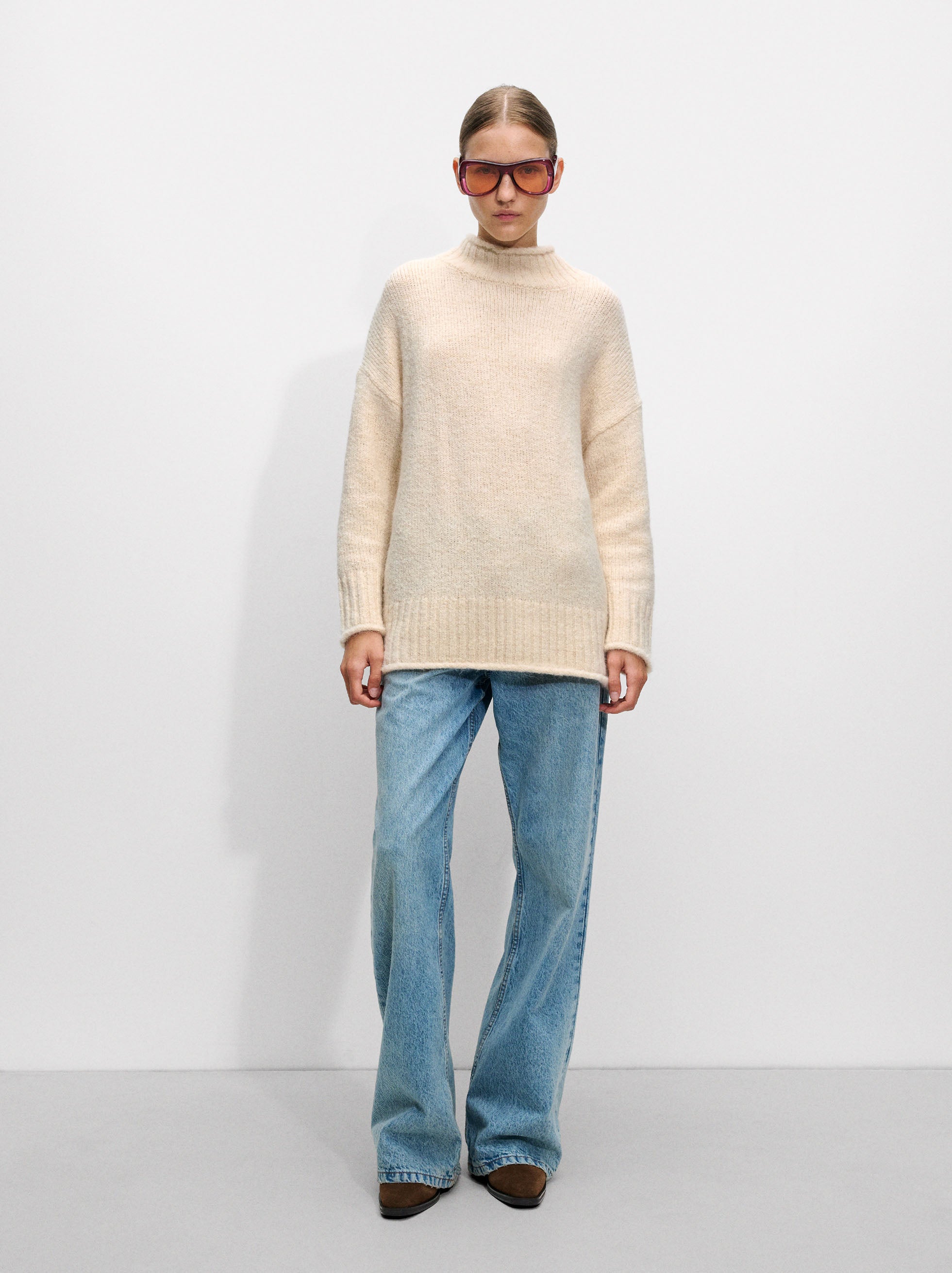 Jersey Con Lana Y Cuello Semi-Alto