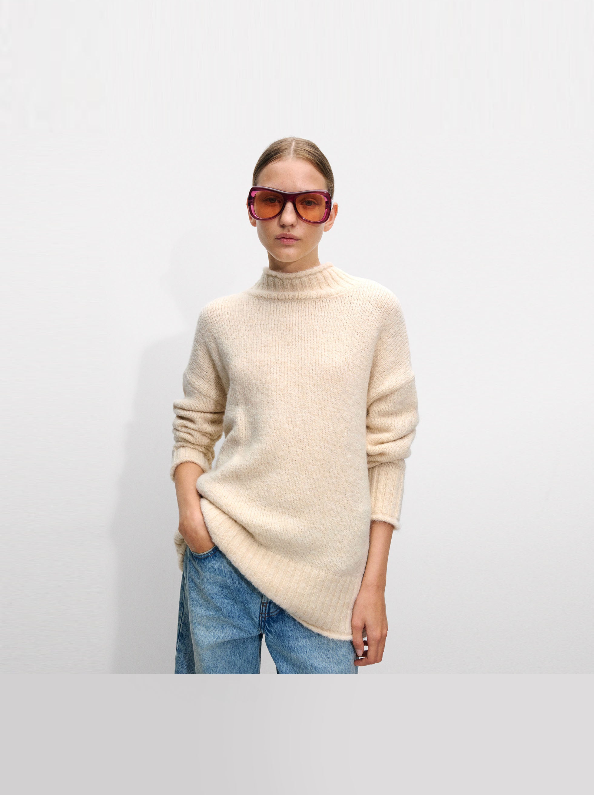 Jersey Con Lana Y Cuello Semi-Alto