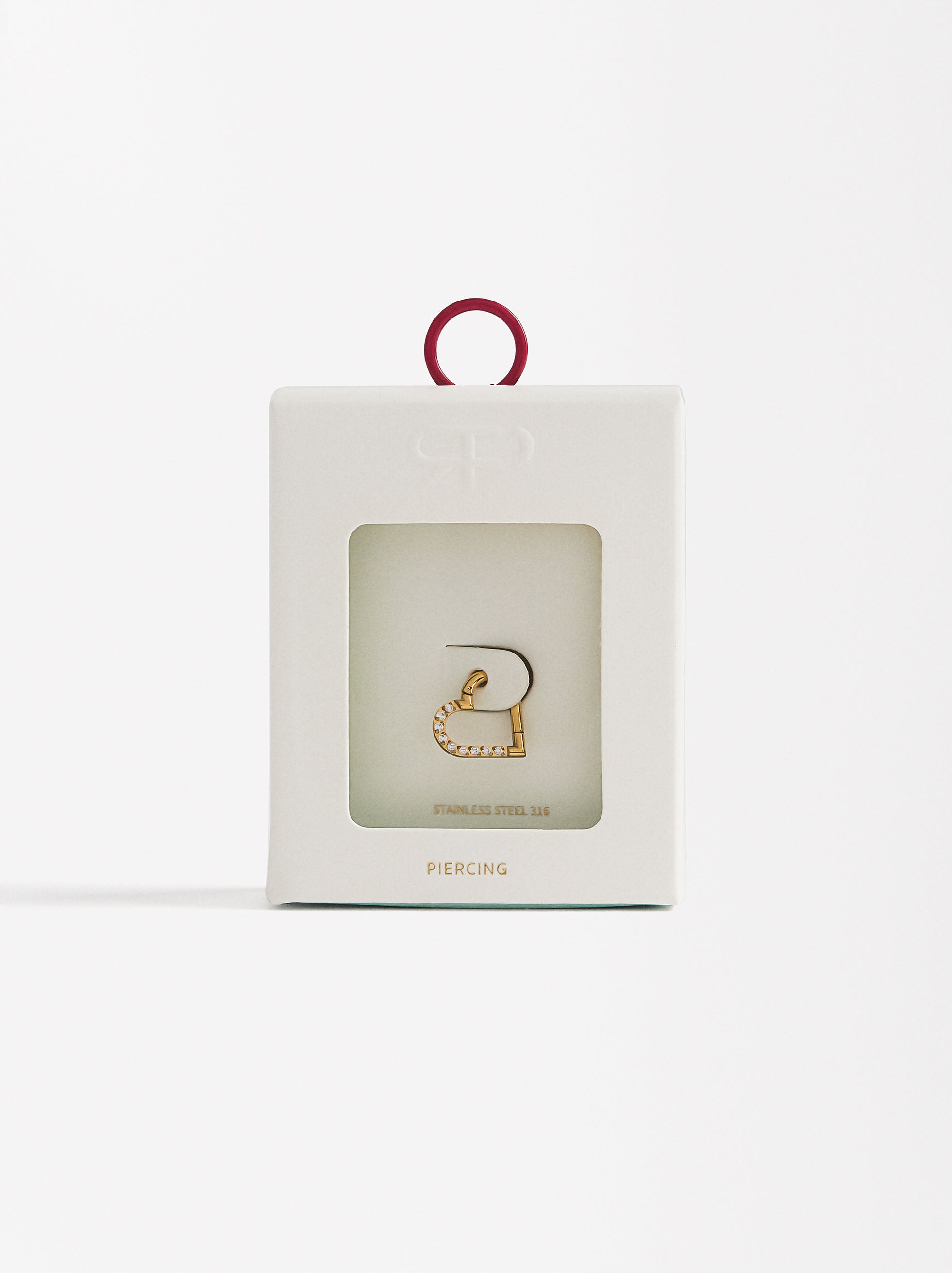 Piercing Corazón Con Cristales - Acero Inoxidable