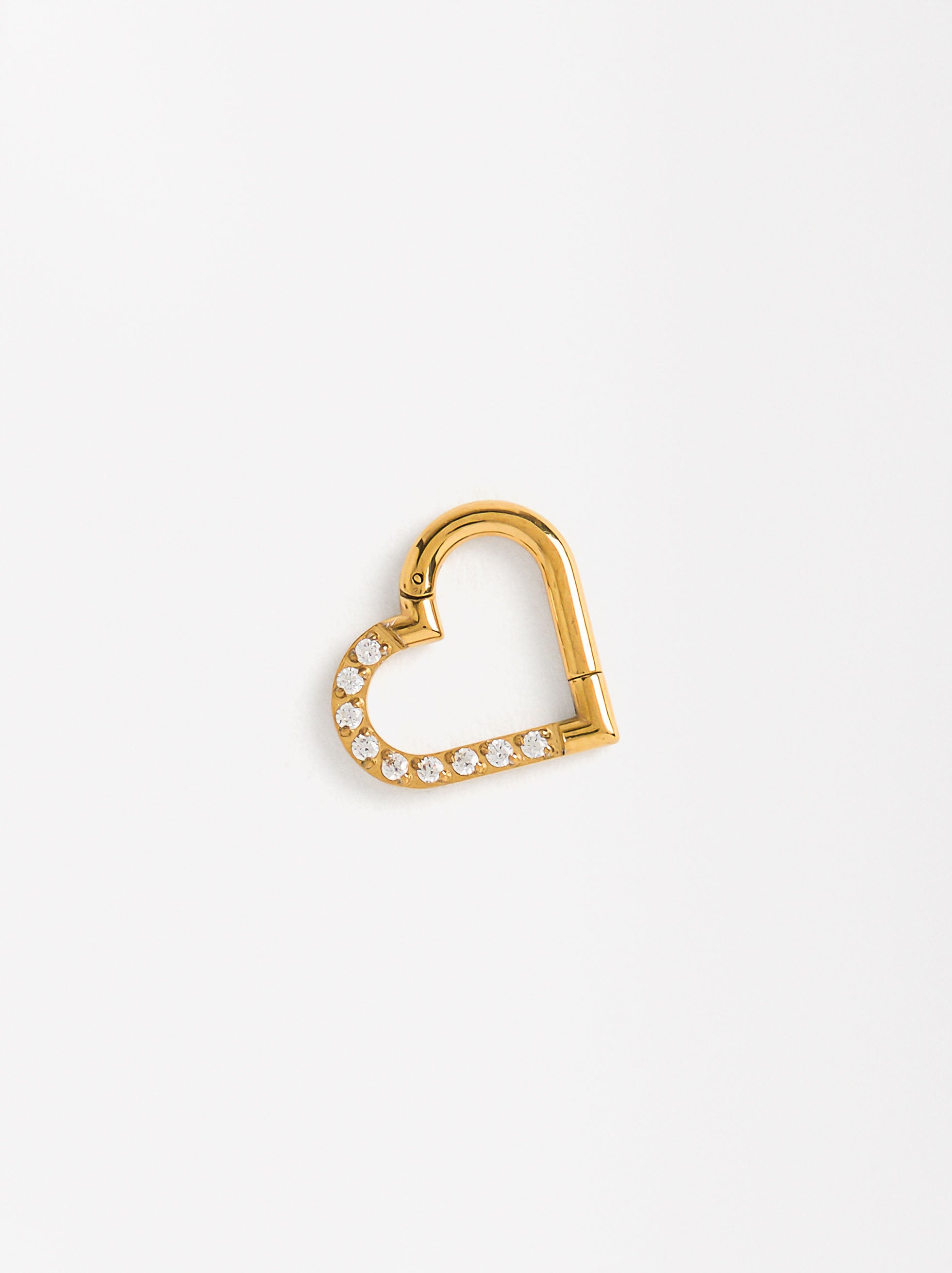 Piercing Corazón Con Cristales - Acero Inoxidable