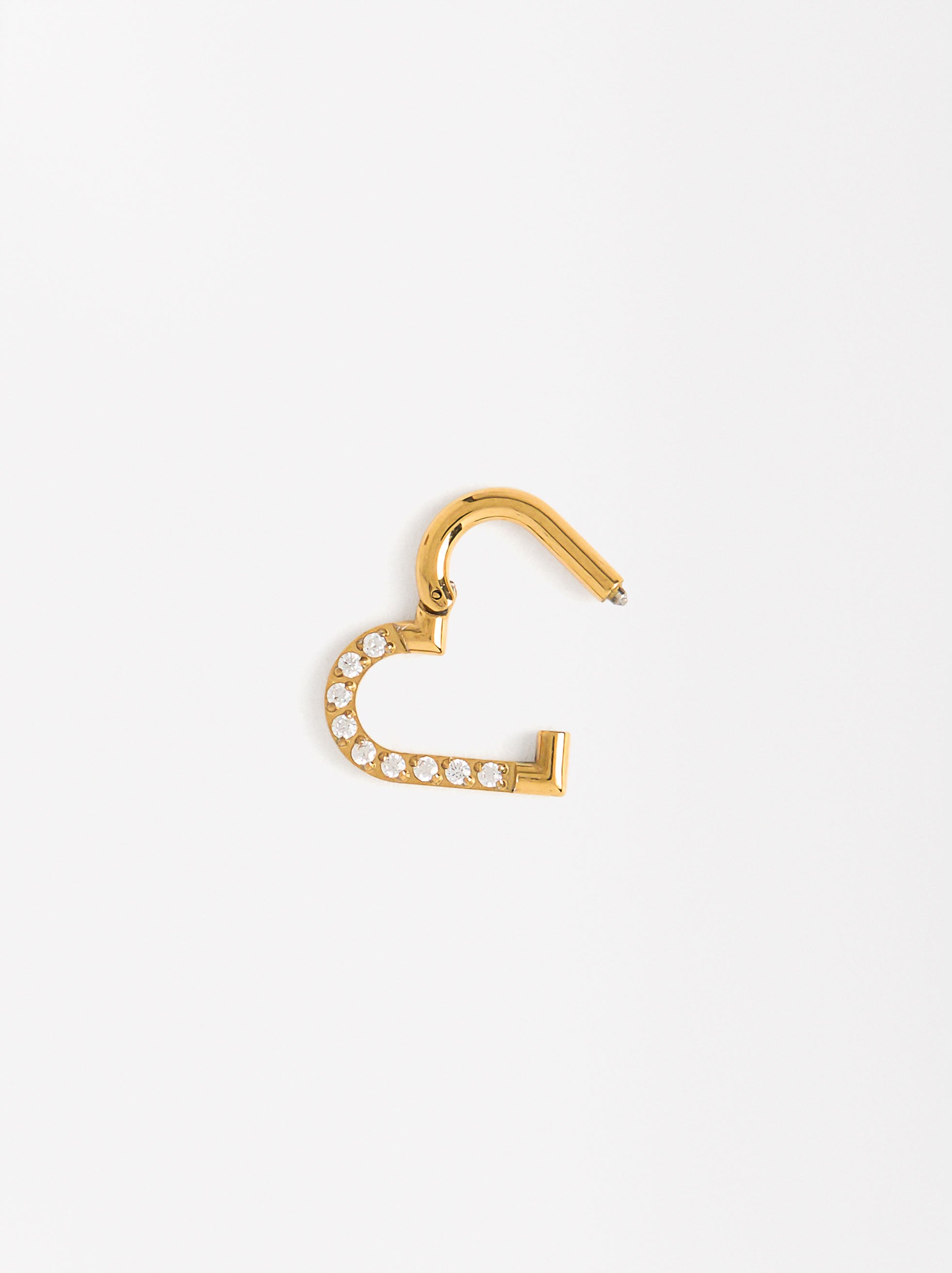 Piercing Corazón Con Cristales - Acero Inoxidable