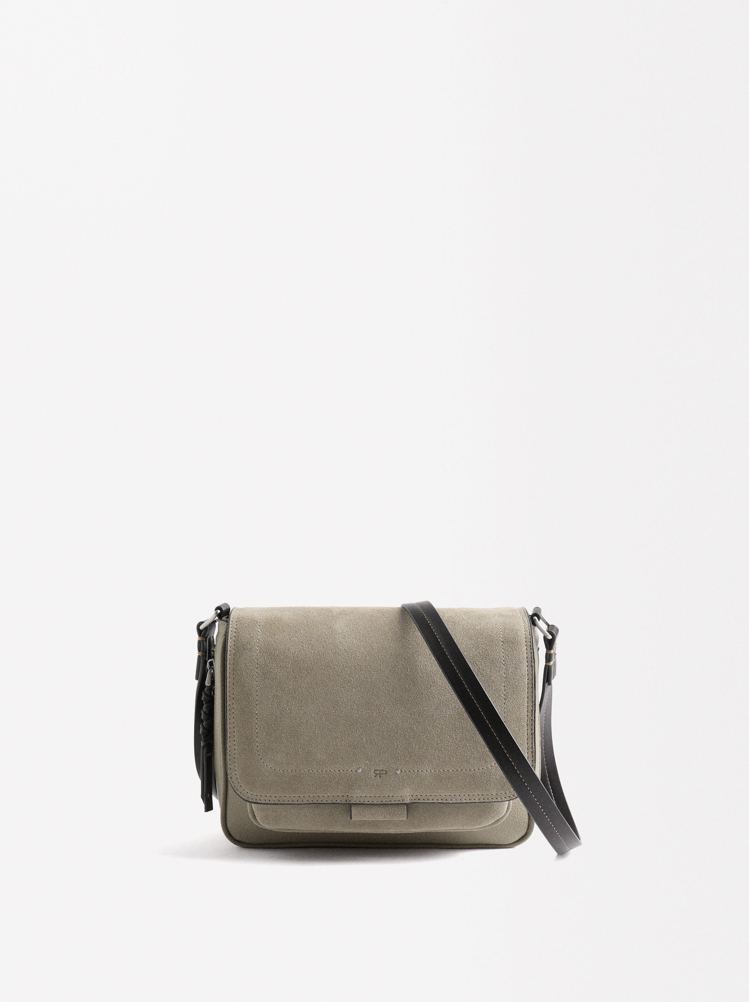 Bolso Bandolera Con Piel