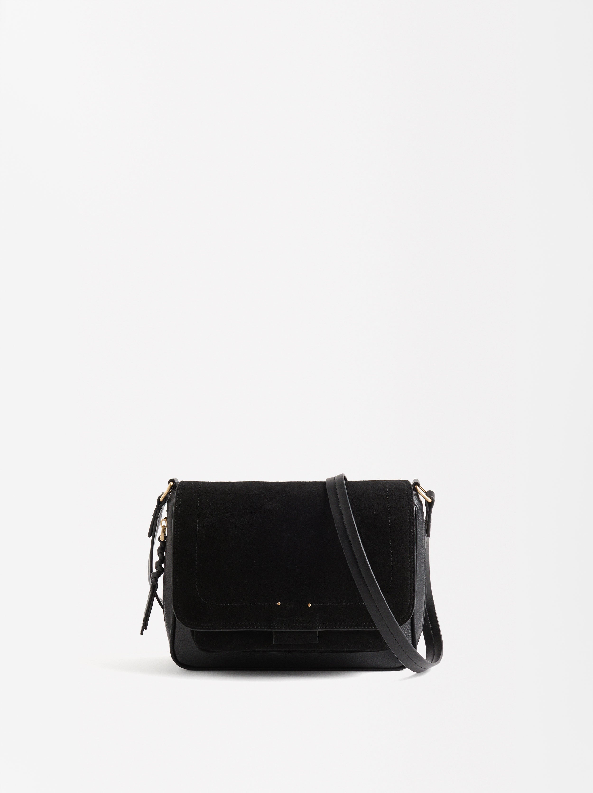 Bolso Bandolera Con Piel