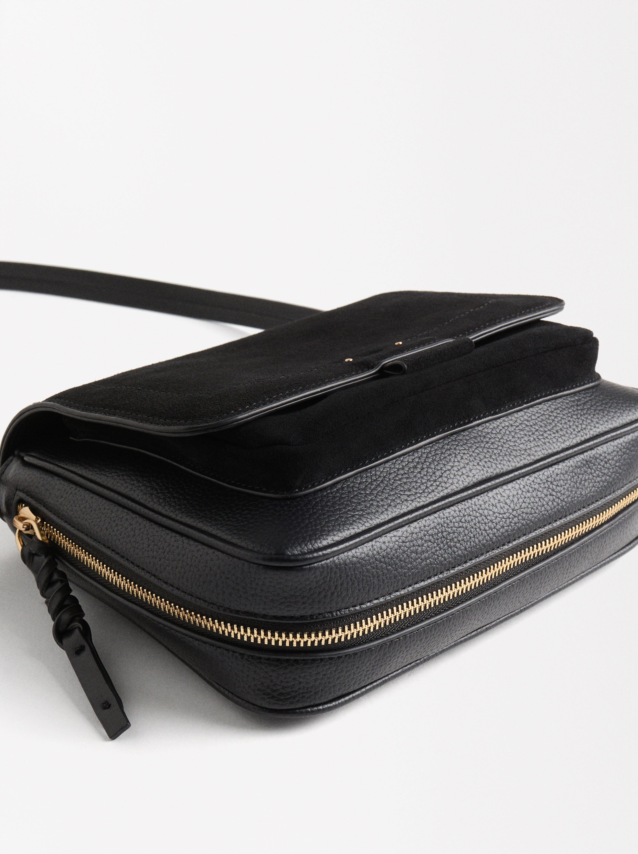 Bolso Bandolera Con Piel