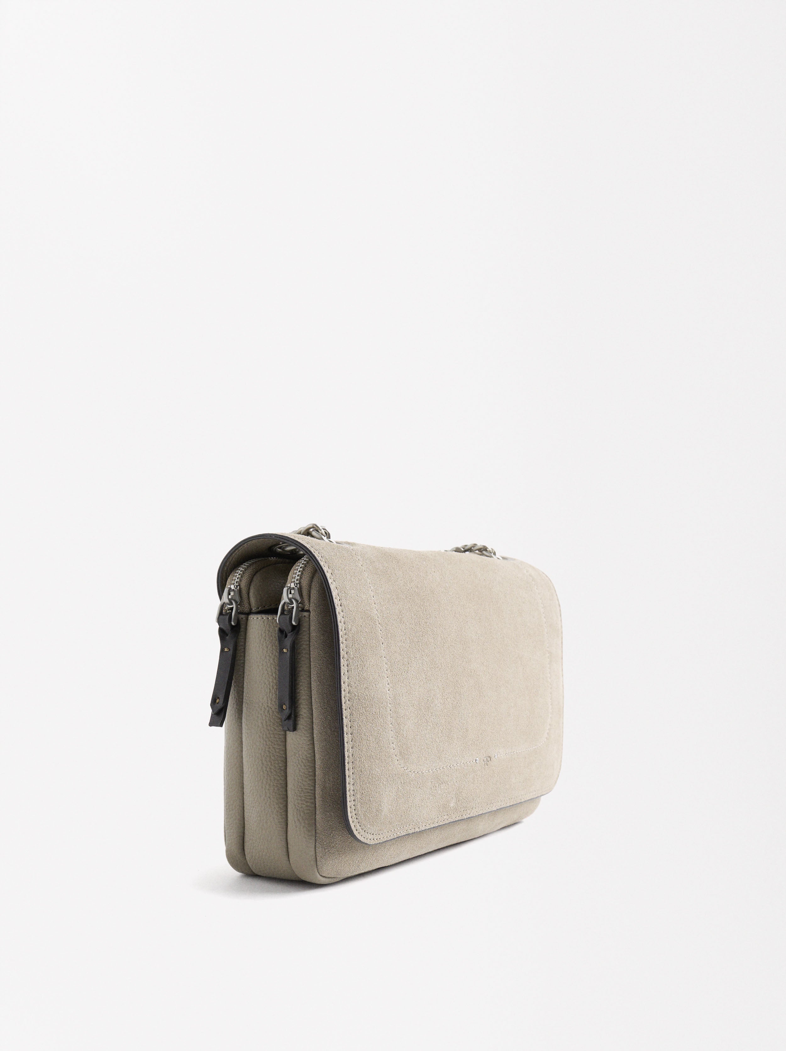 Bolso De Hombro Con Piel