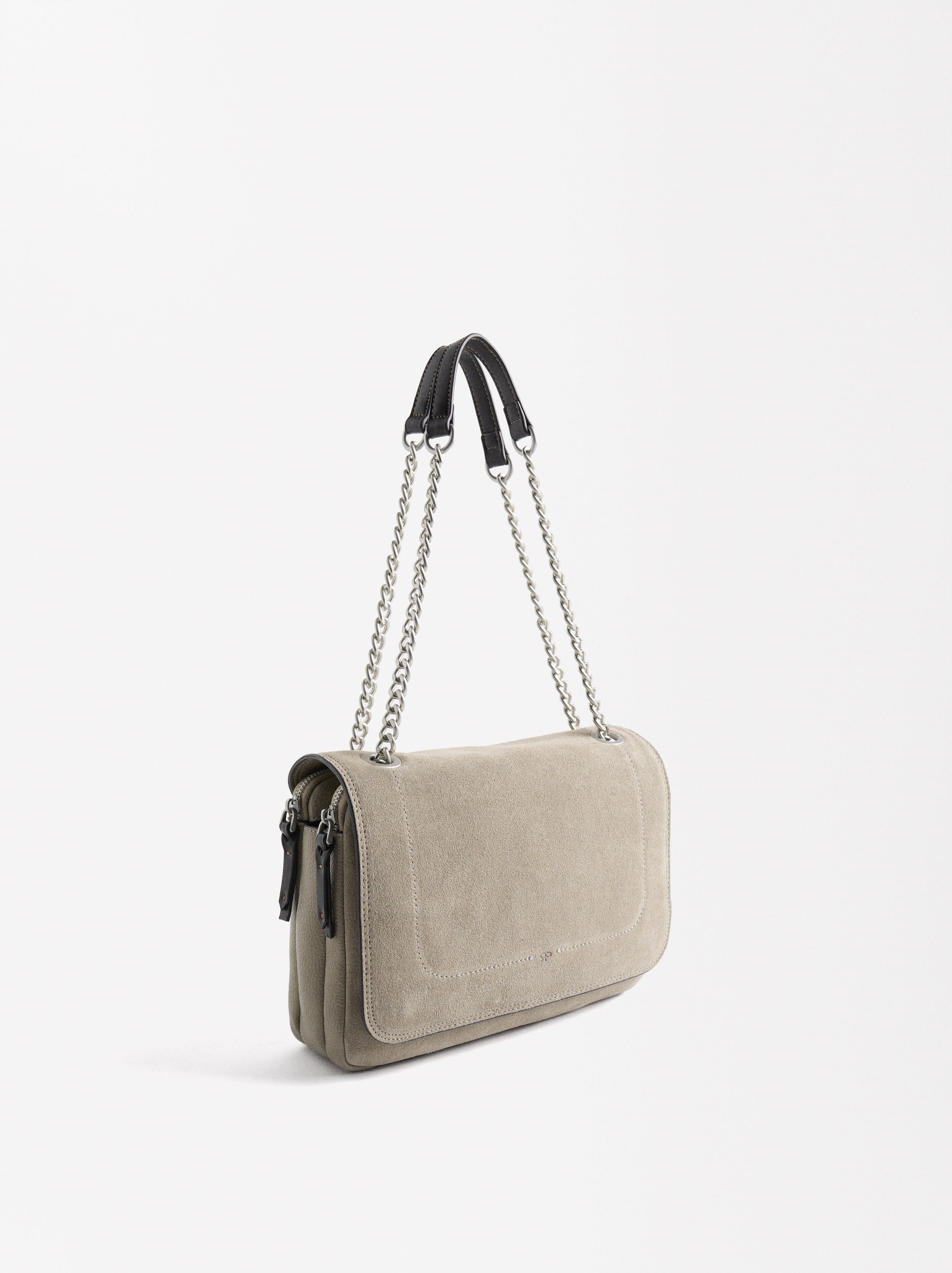 Bolso De Hombro Con Piel