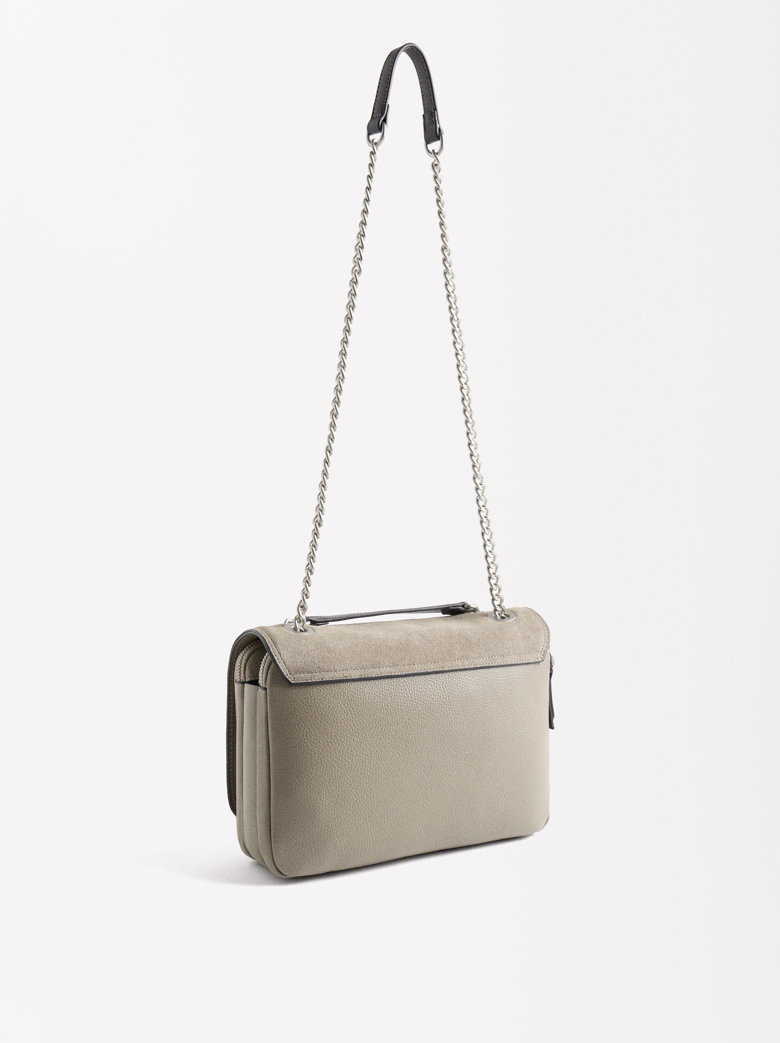 Bolso De Hombro Con Piel