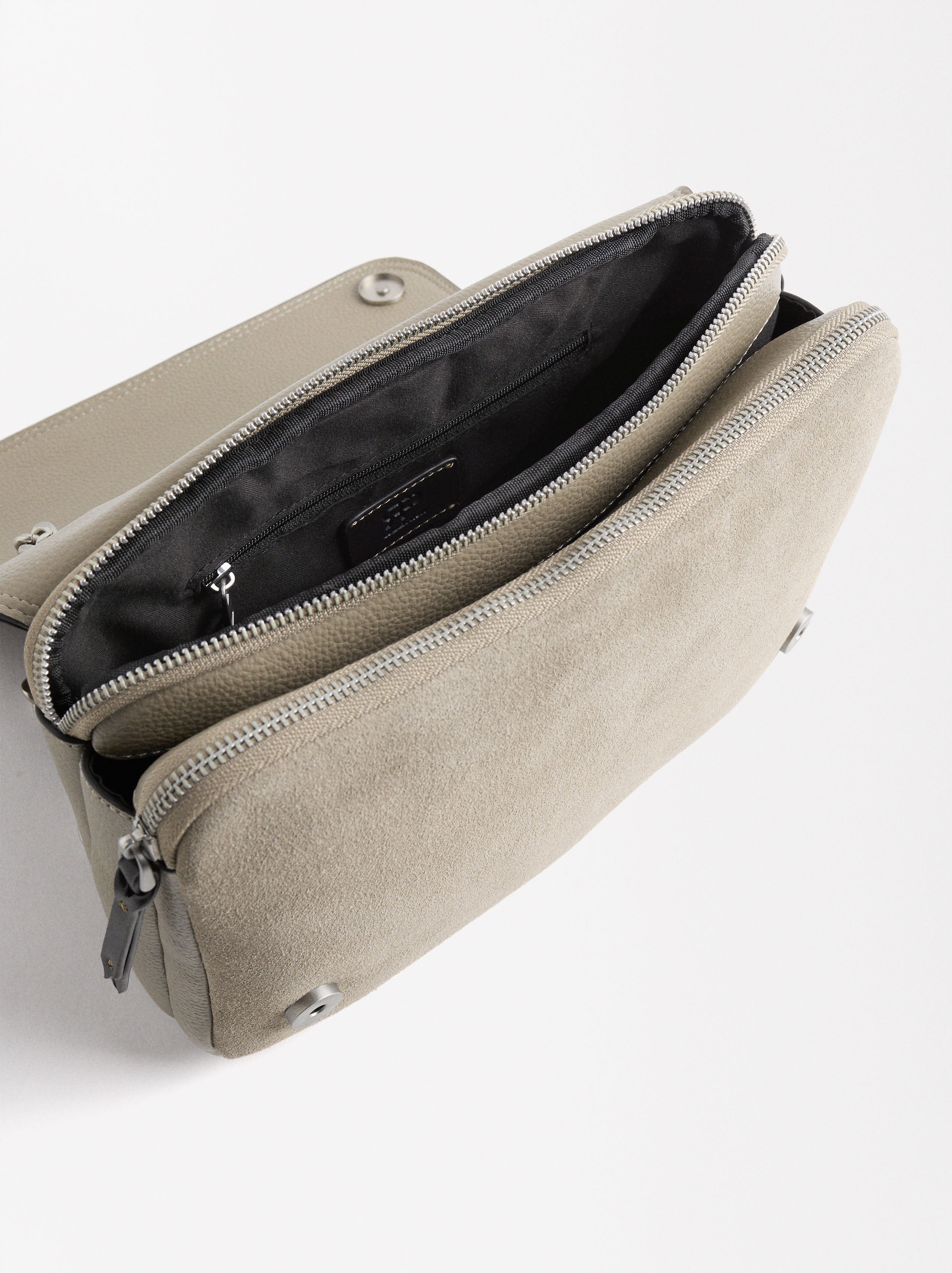 Bolso De Hombro Con Piel