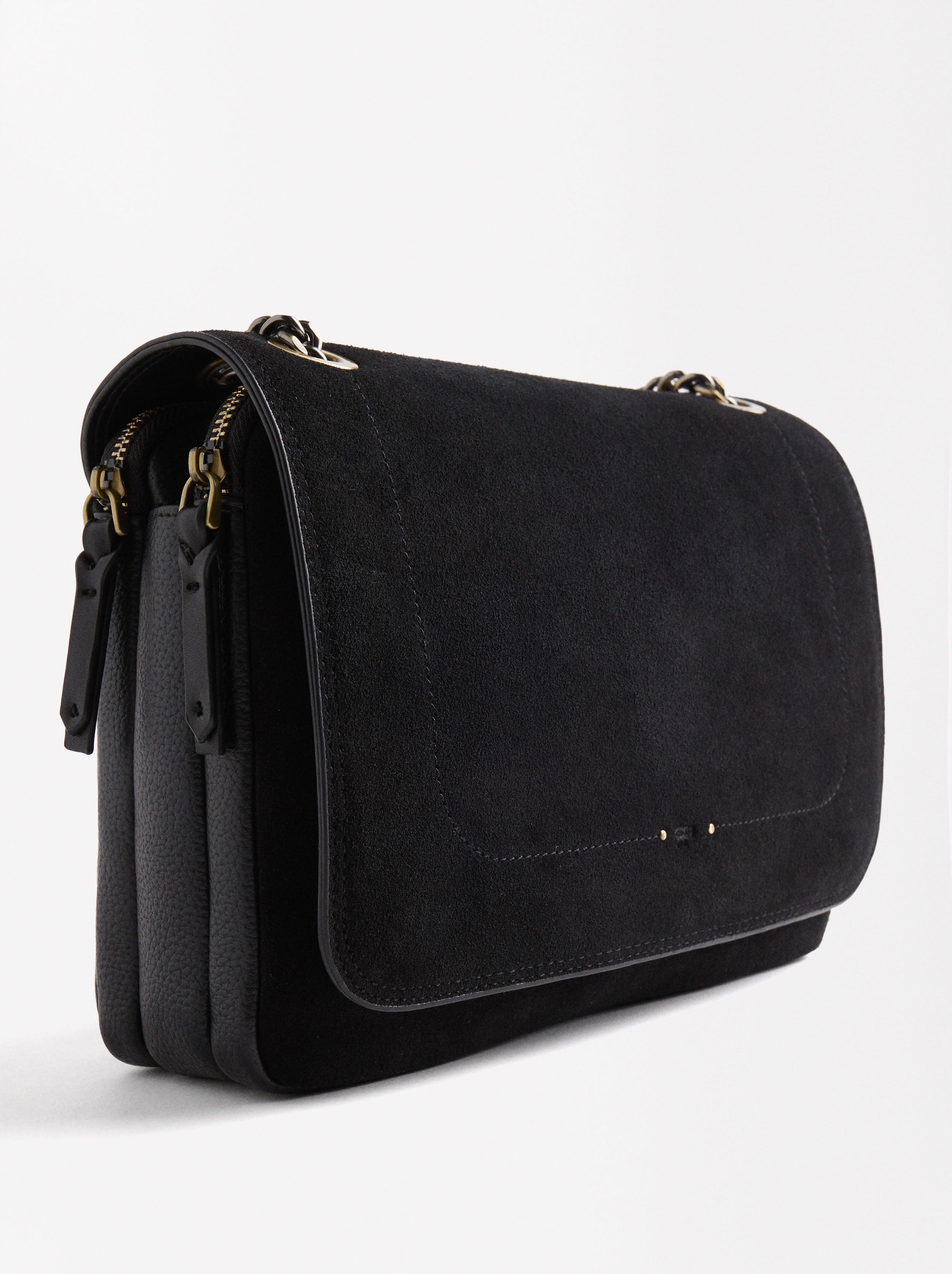 Bolso De Hombro Con Piel