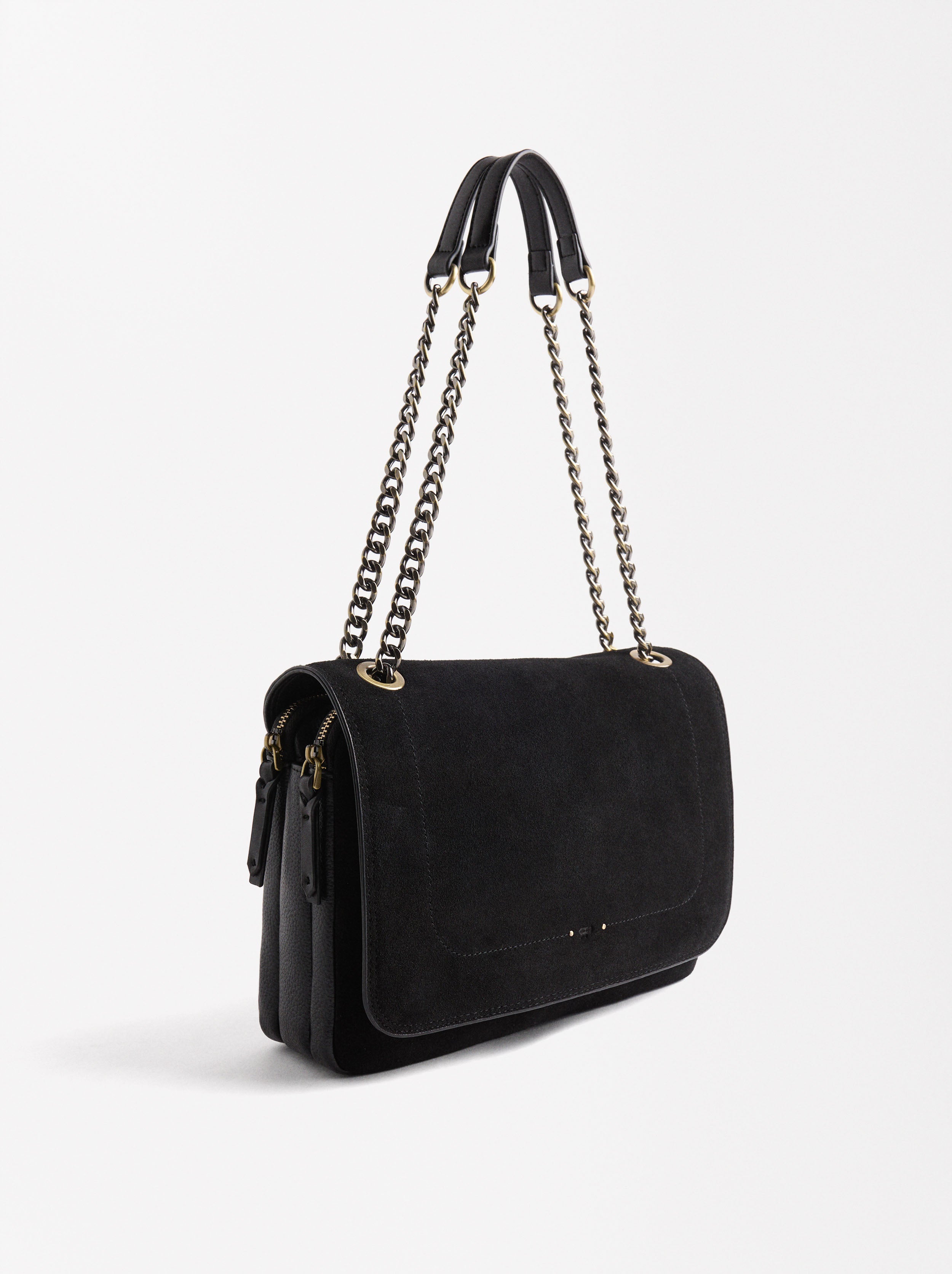 Bolso De Hombro Con Piel
