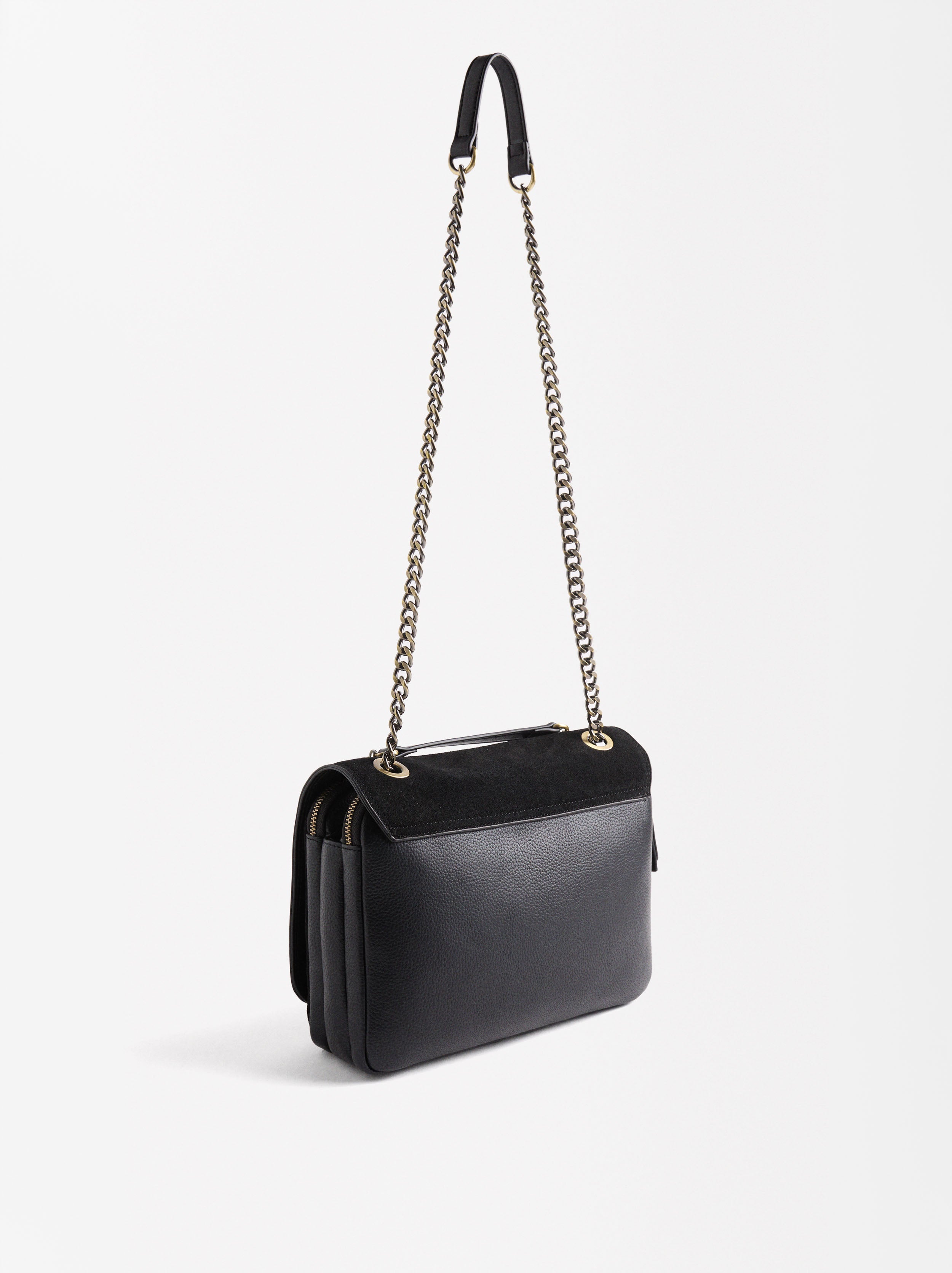 Bolso De Hombro Con Piel