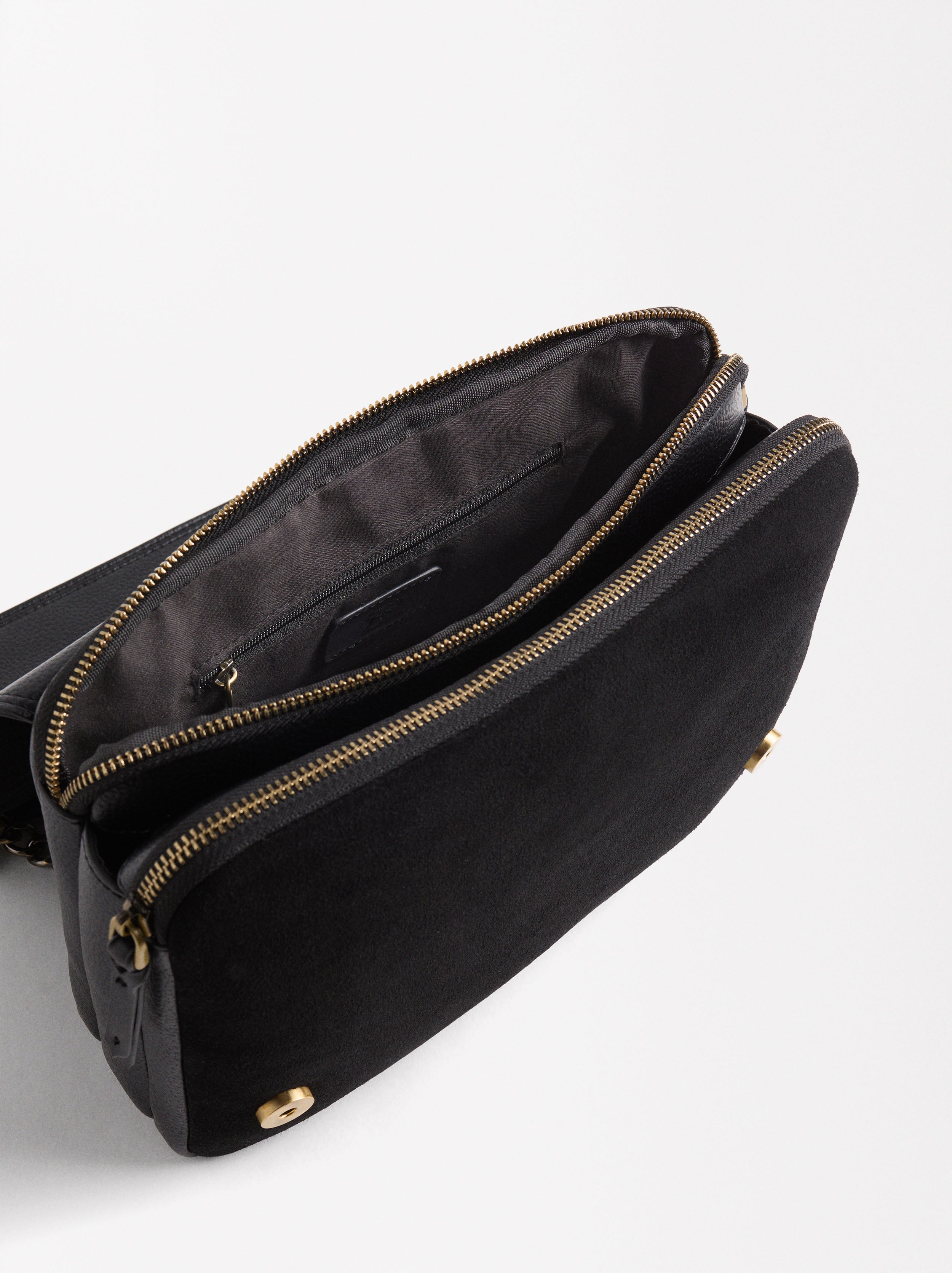 Bolso De Hombro Con Piel