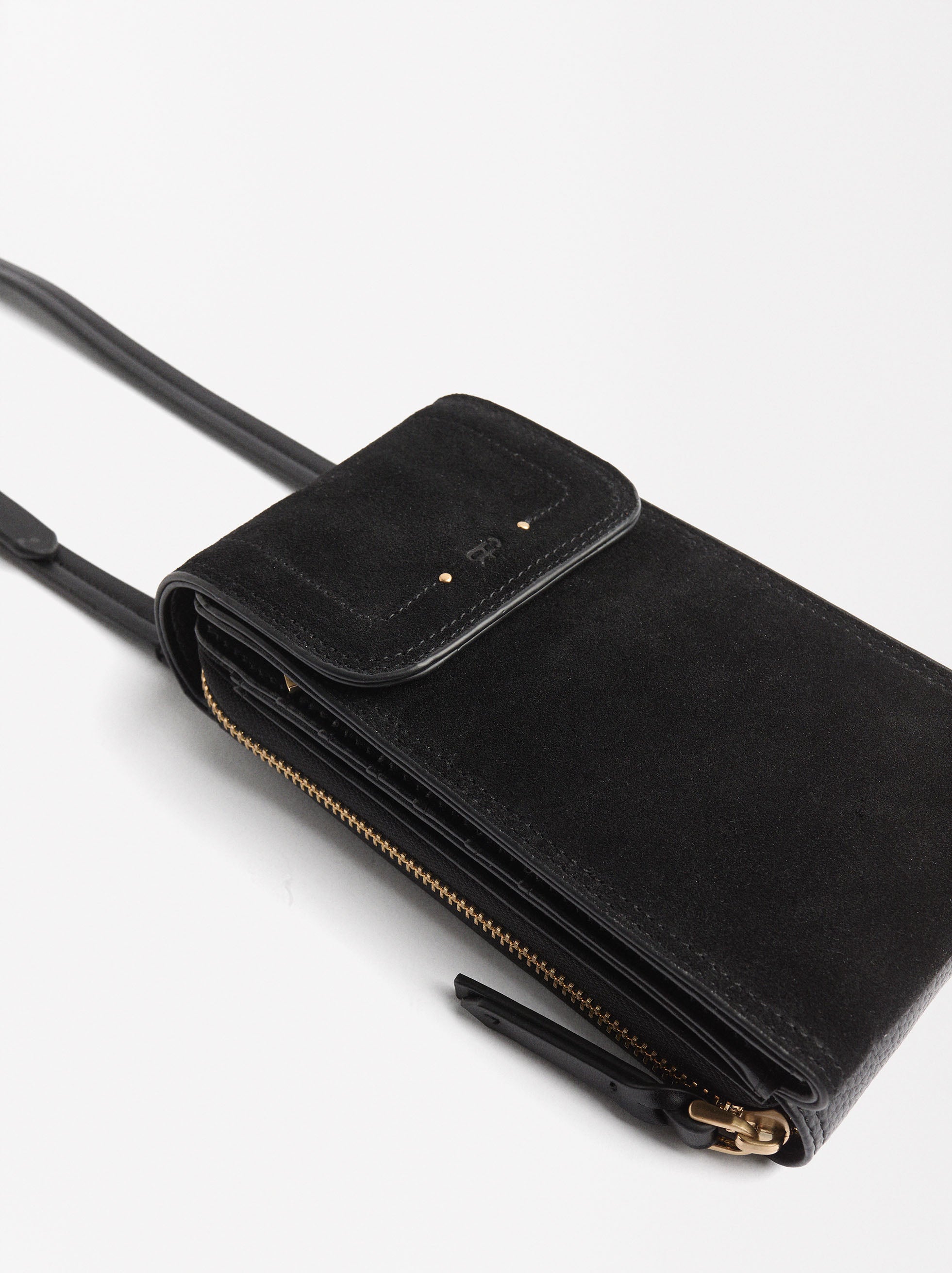 Cartera Para Móvil De Cuero Con Cierre De Solapa