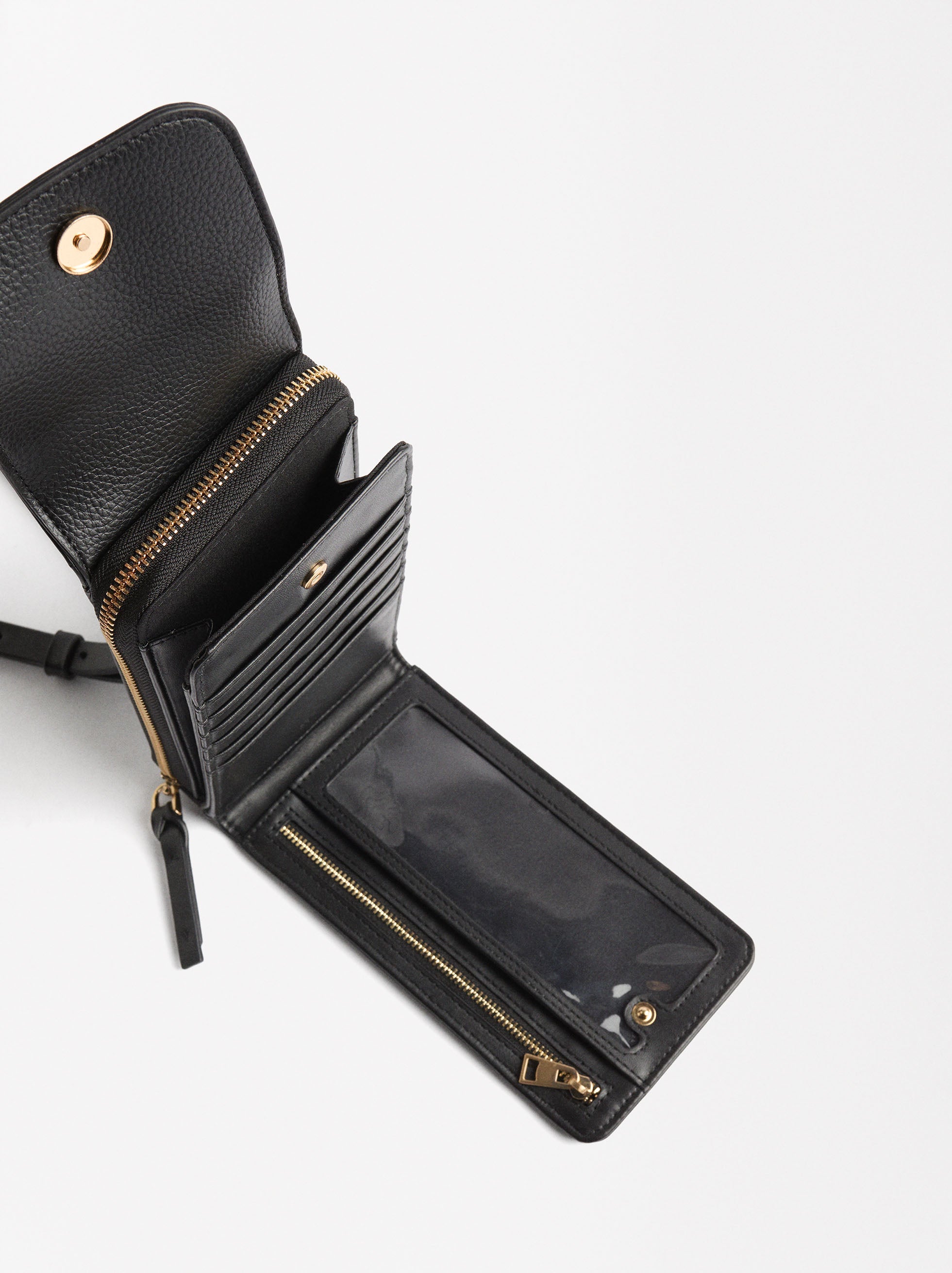 Cartera Para Móvil De Cuero Con Cierre De Solapa