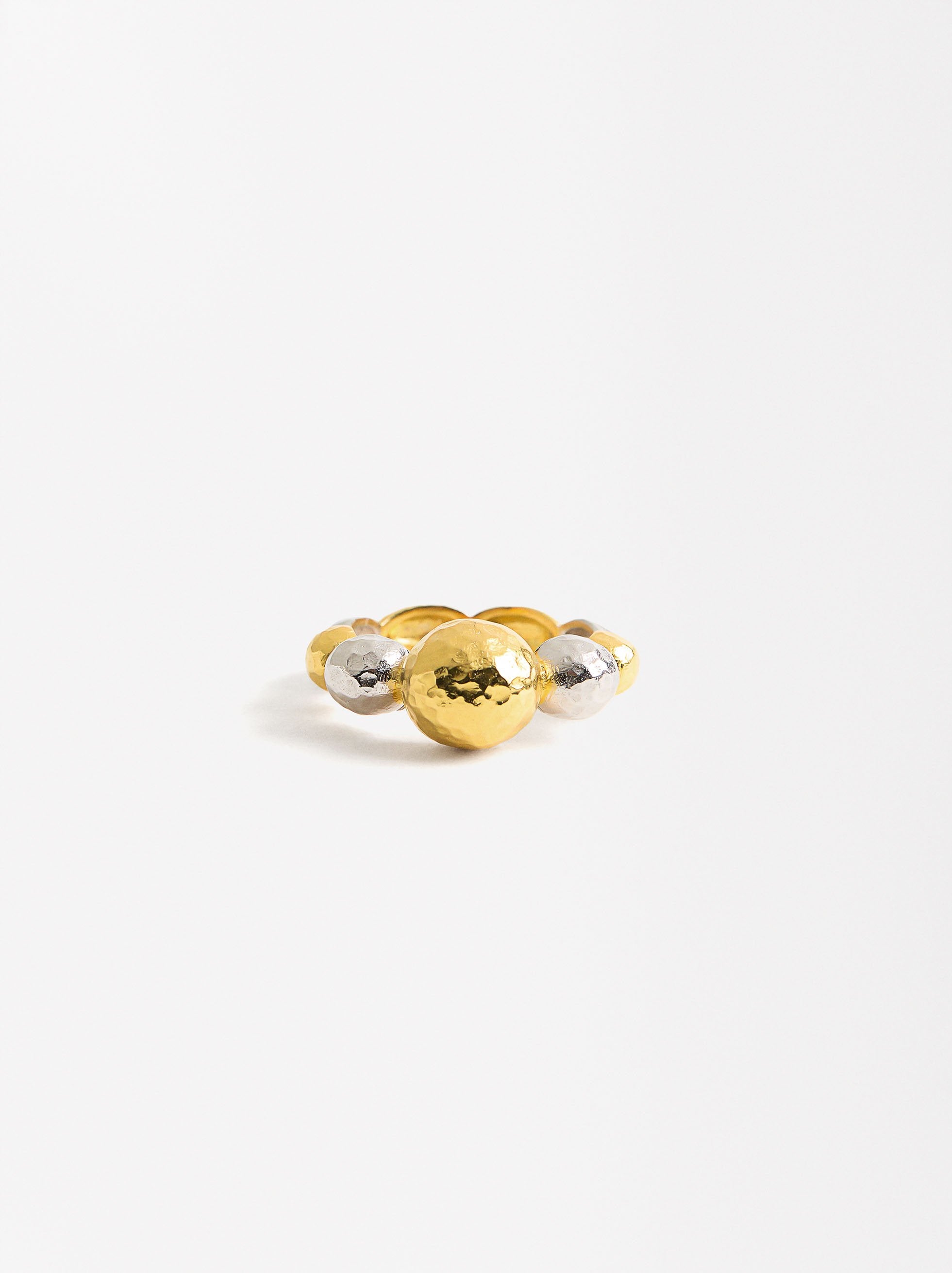 Anillo De Esferas Bicolor - Plata De Ley 925