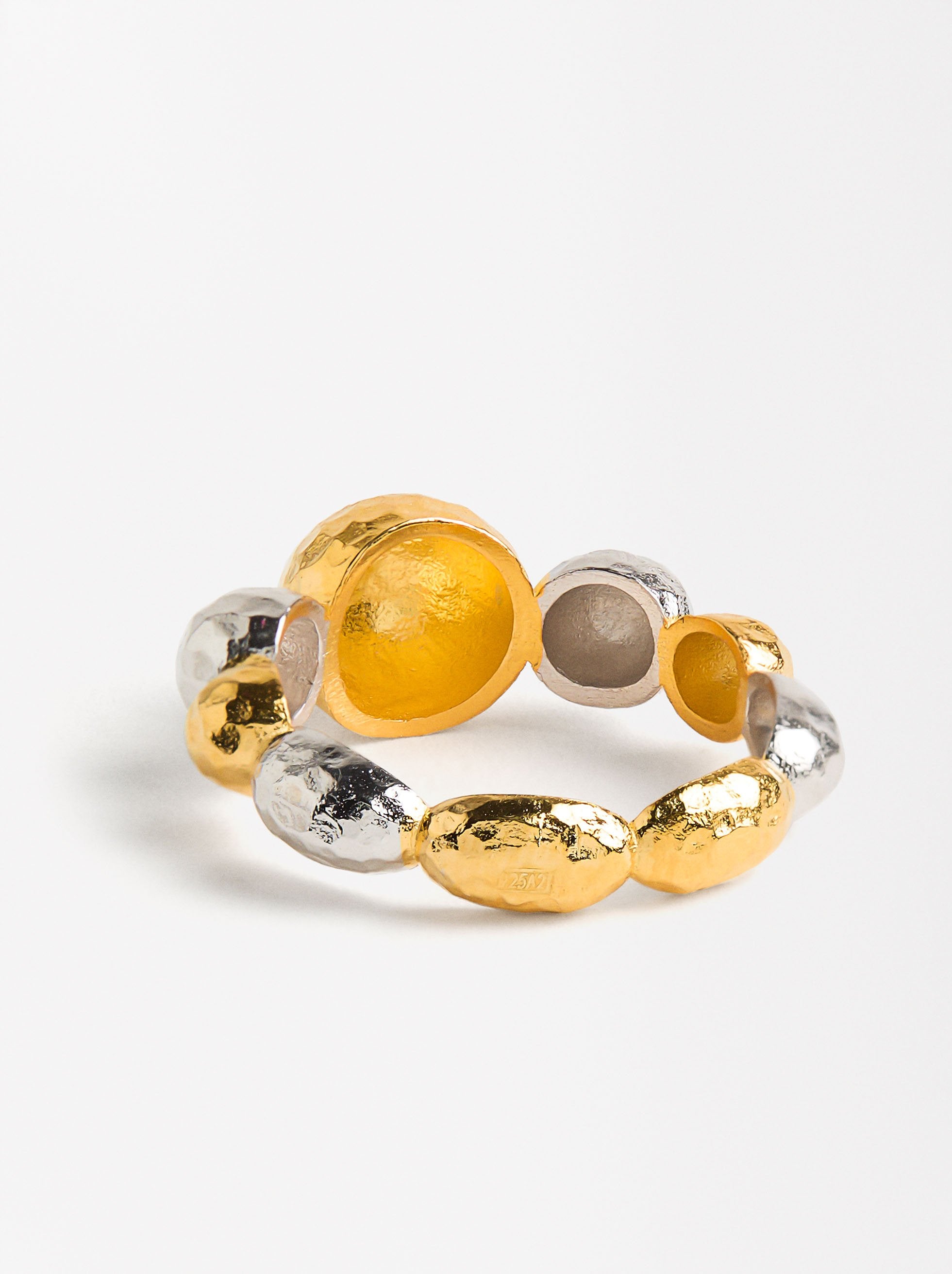 Anillo De Esferas Bicolor - Plata De Ley 925