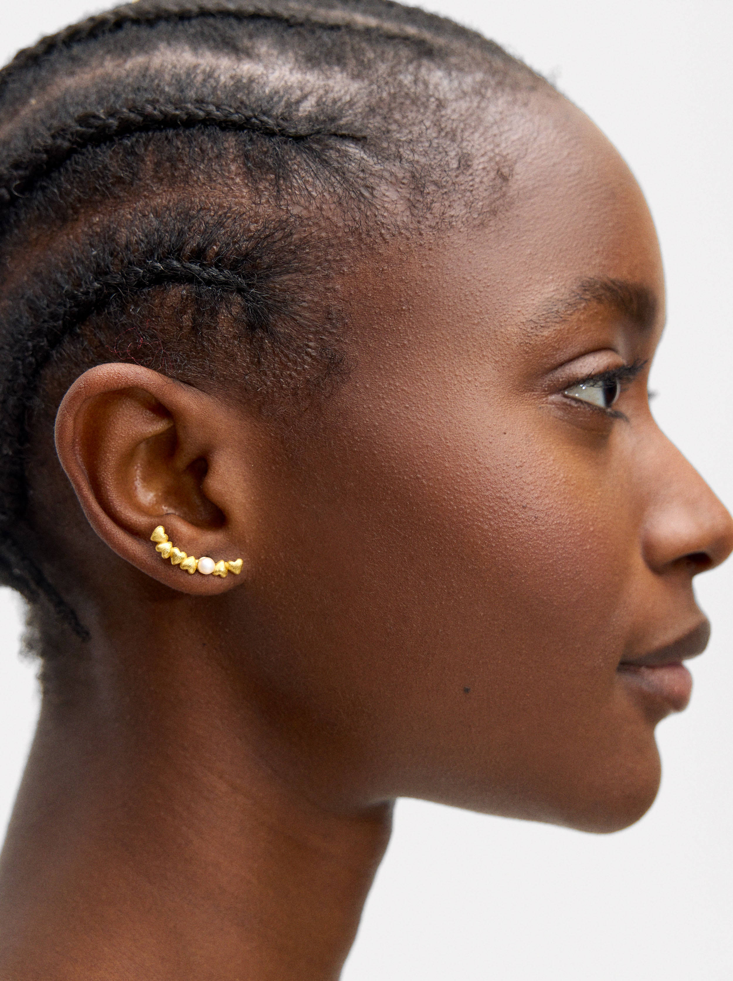 Aretes Con Corazones Y Perlas De Agua Dulce - Plata De Ley 925