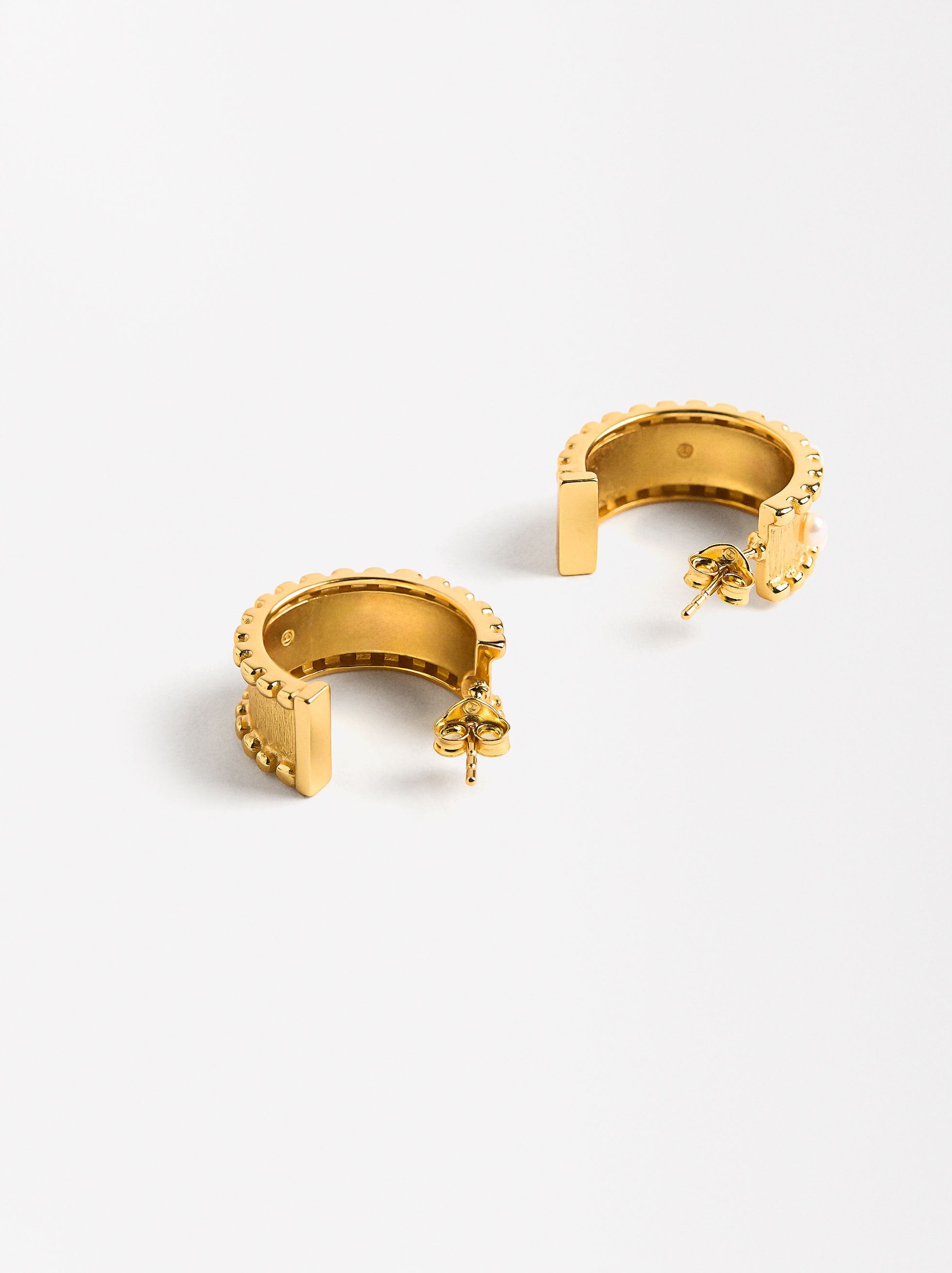 Aretes Con Perlas De Agua Dulce - Plata De Ley 925