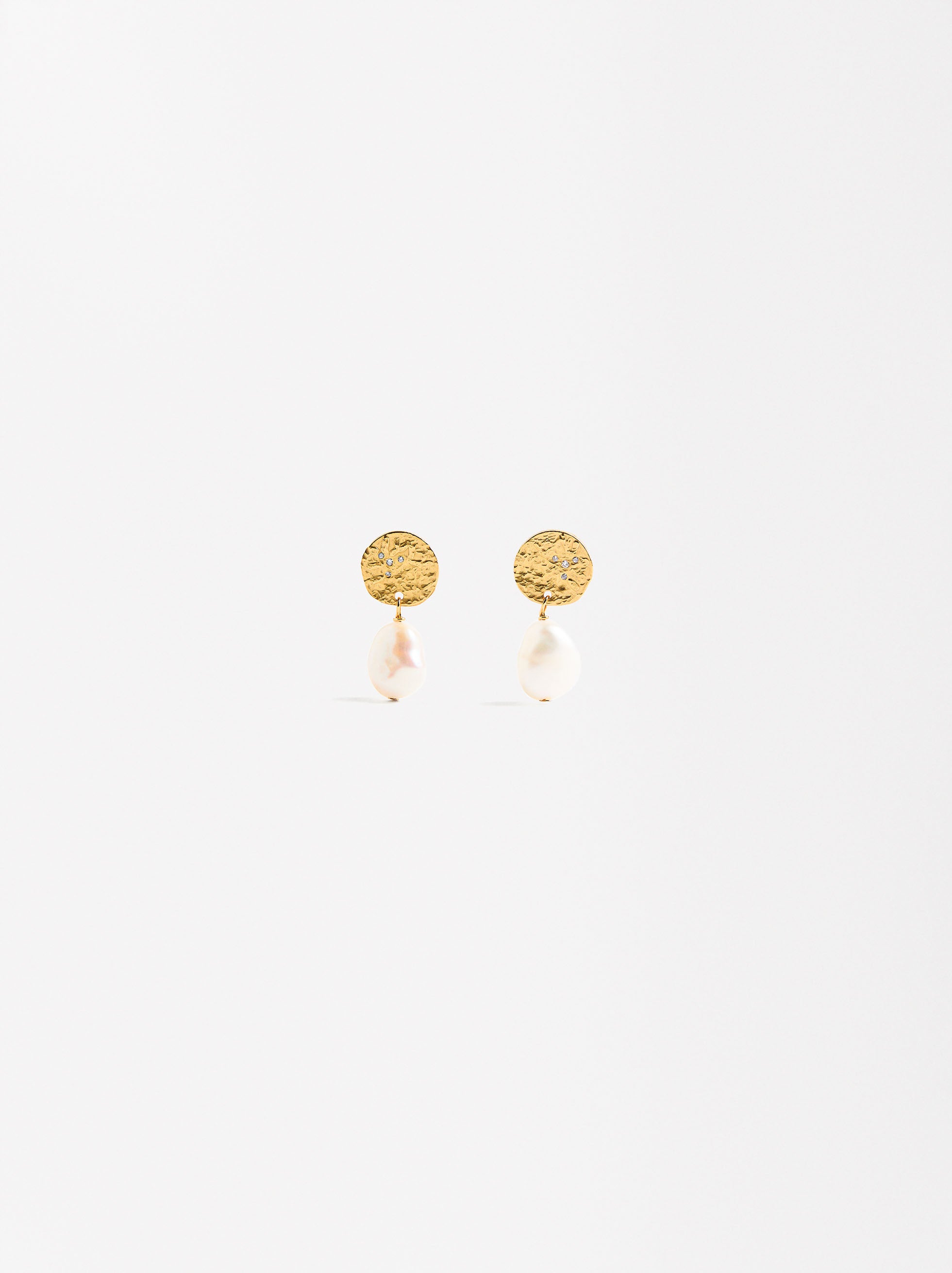Aretes Cortos Con Perlas De Agua Dulce - Plata De Ley 925