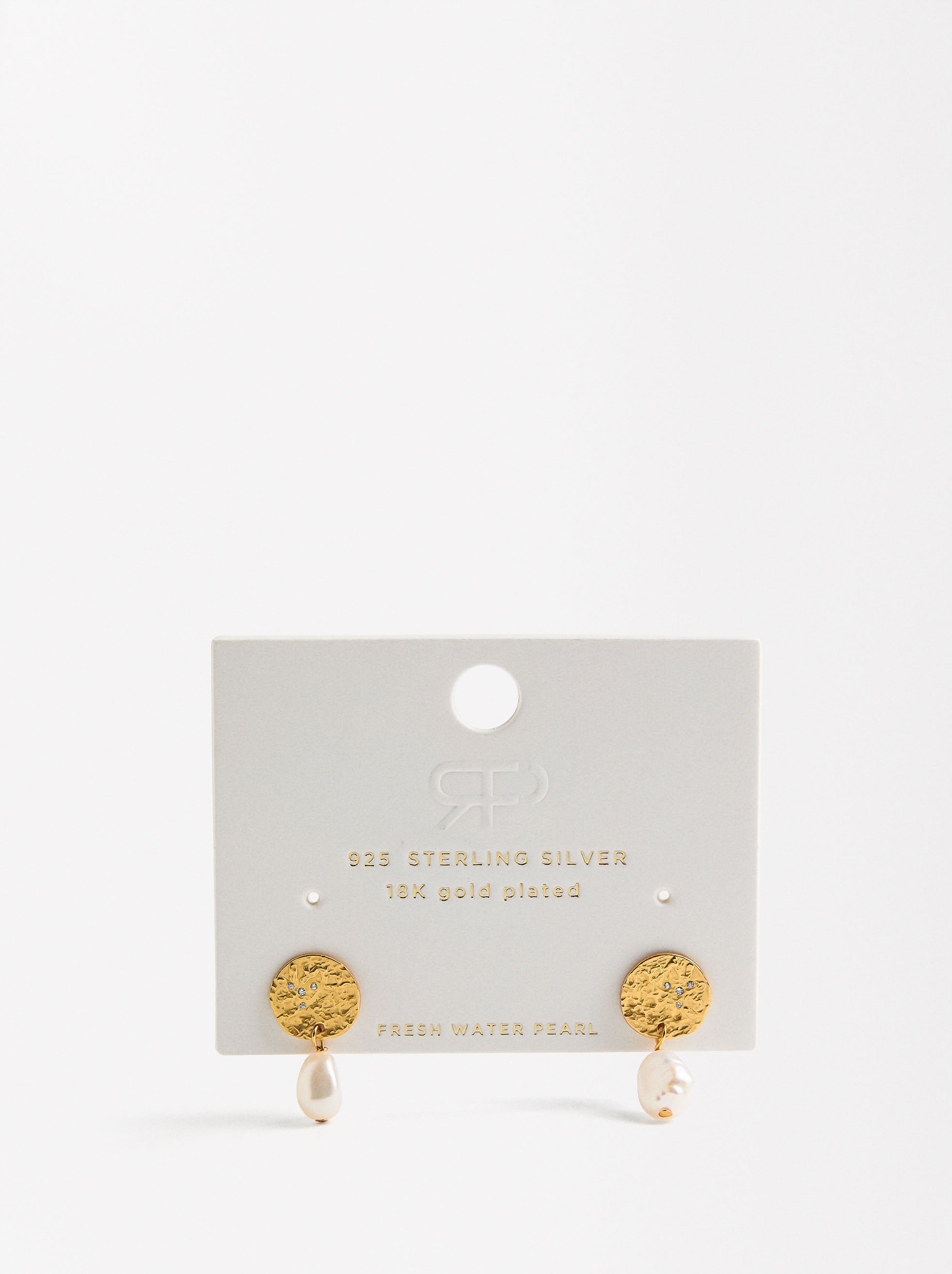 Aretes Cortos Con Perlas De Agua Dulce - Plata De Ley 925